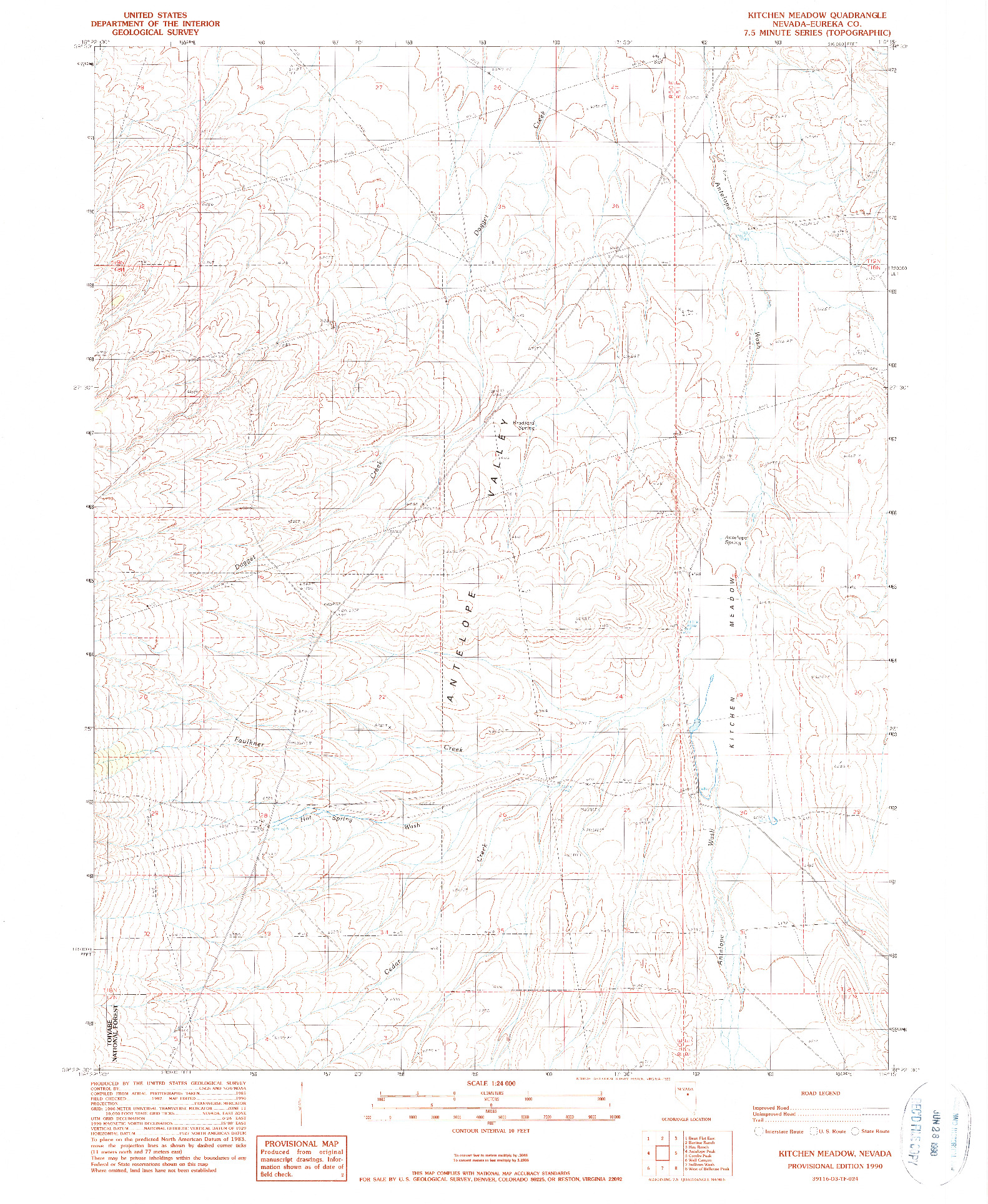 USGS 1:24000-SCALE QUADRANGLE FOR KITCHEN MEADOW, NV 1990