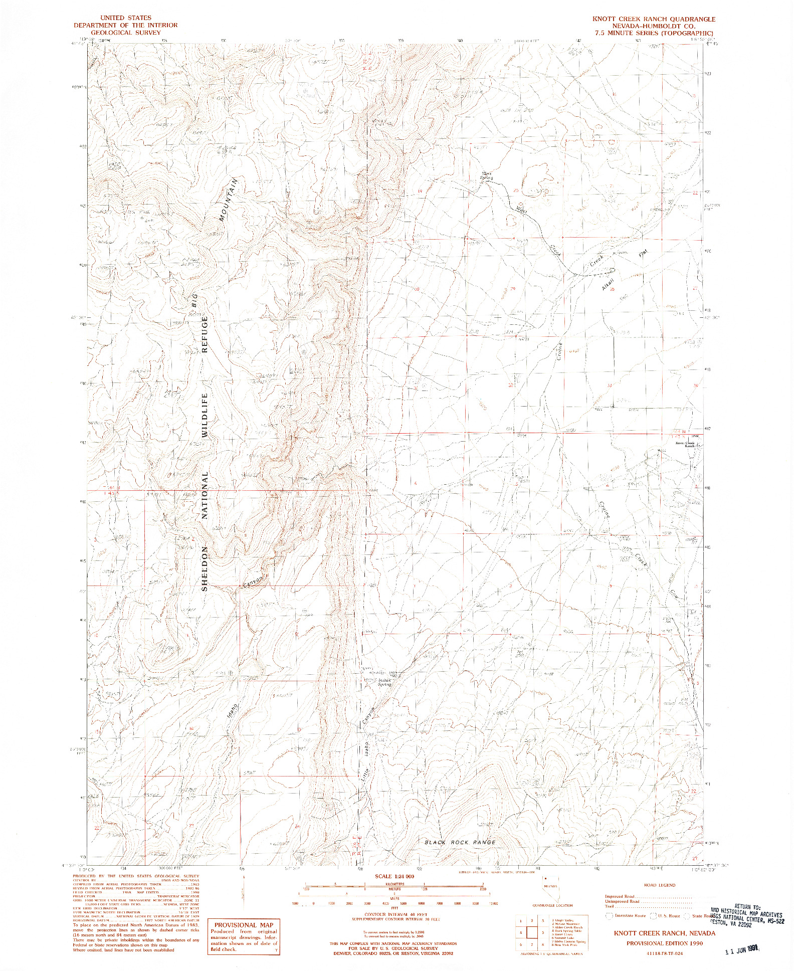 USGS 1:24000-SCALE QUADRANGLE FOR KNOTT CREEK RANCH, NV 1990