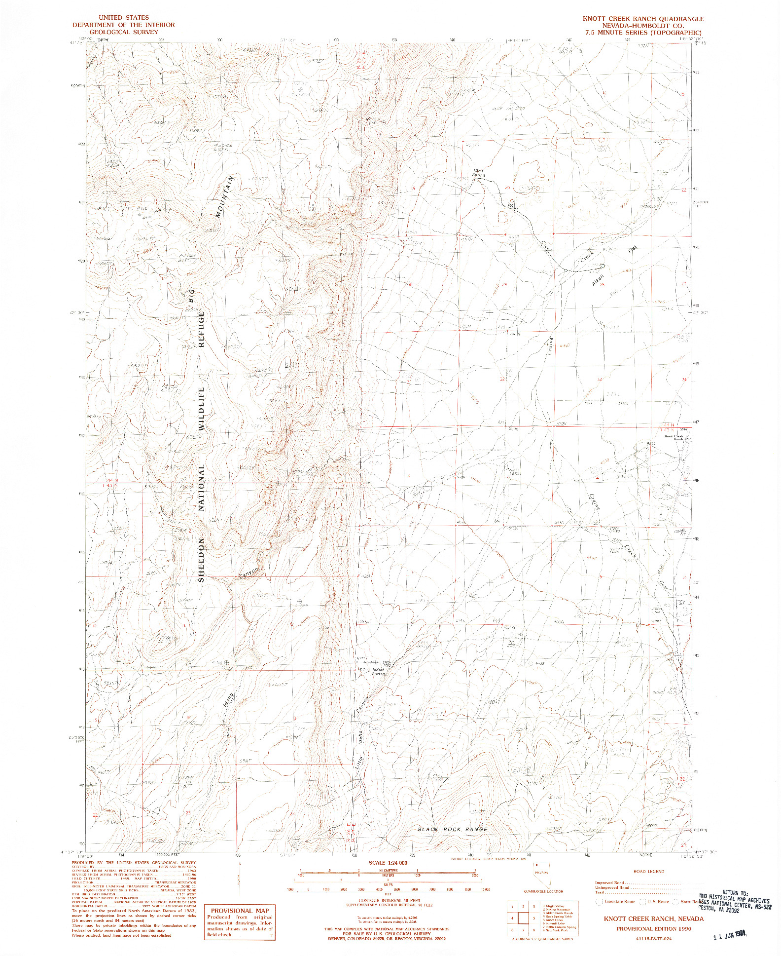 USGS 1:24000-SCALE QUADRANGLE FOR KNOTT CREEK RANCH, NV 1990