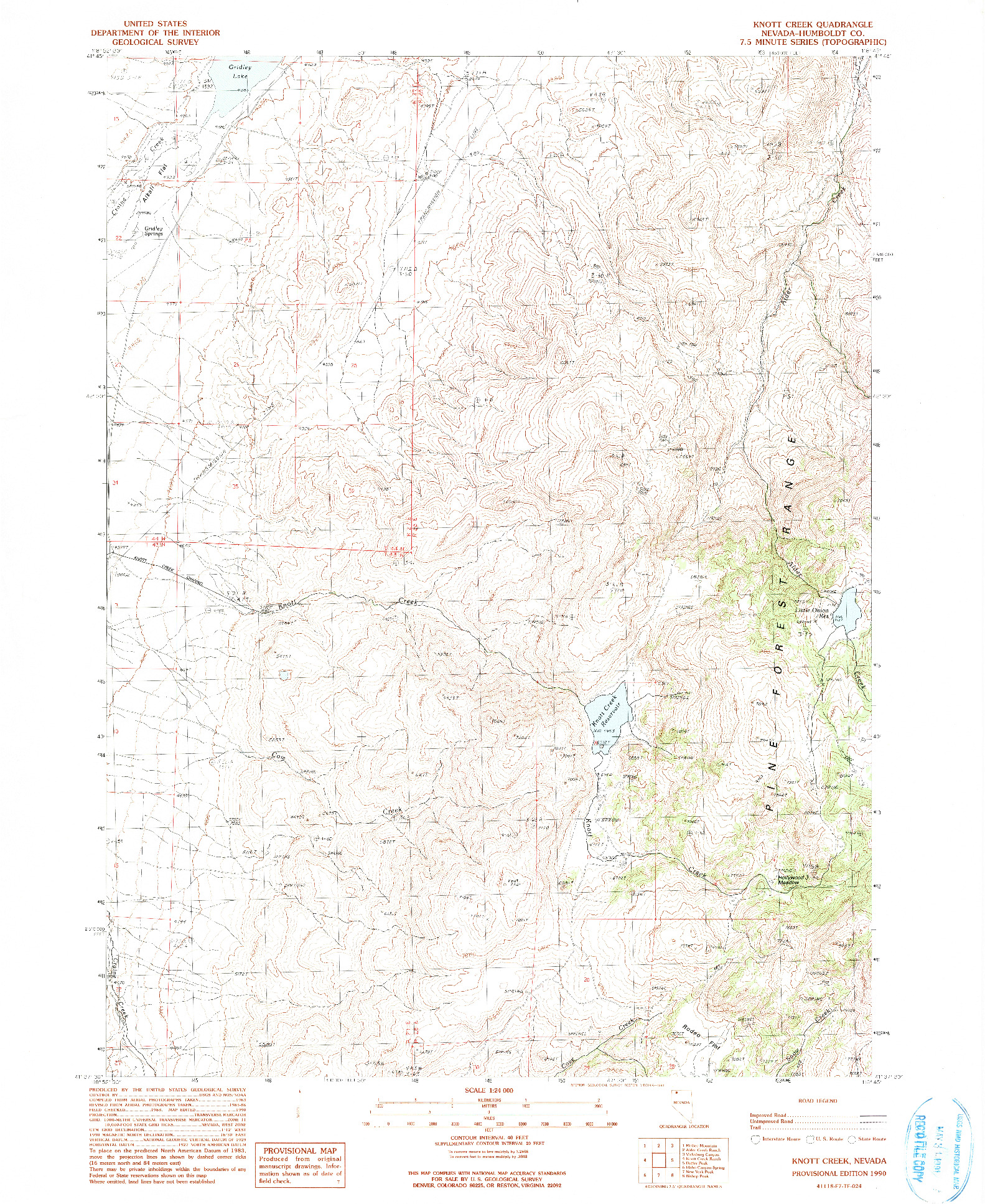 USGS 1:24000-SCALE QUADRANGLE FOR KNOTT CREEK, NV 1990