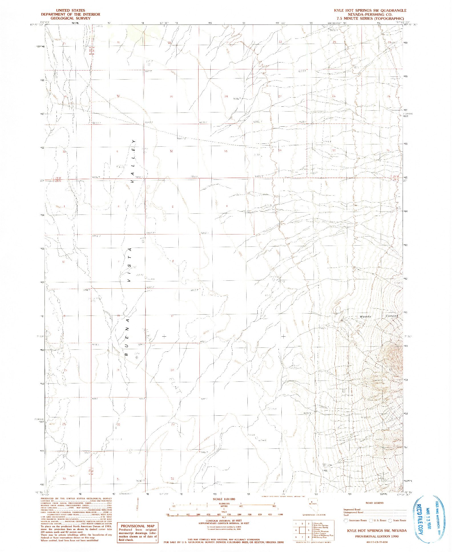 USGS 1:24000-SCALE QUADRANGLE FOR KYLE HOT SPRINGS SW, NV 1990