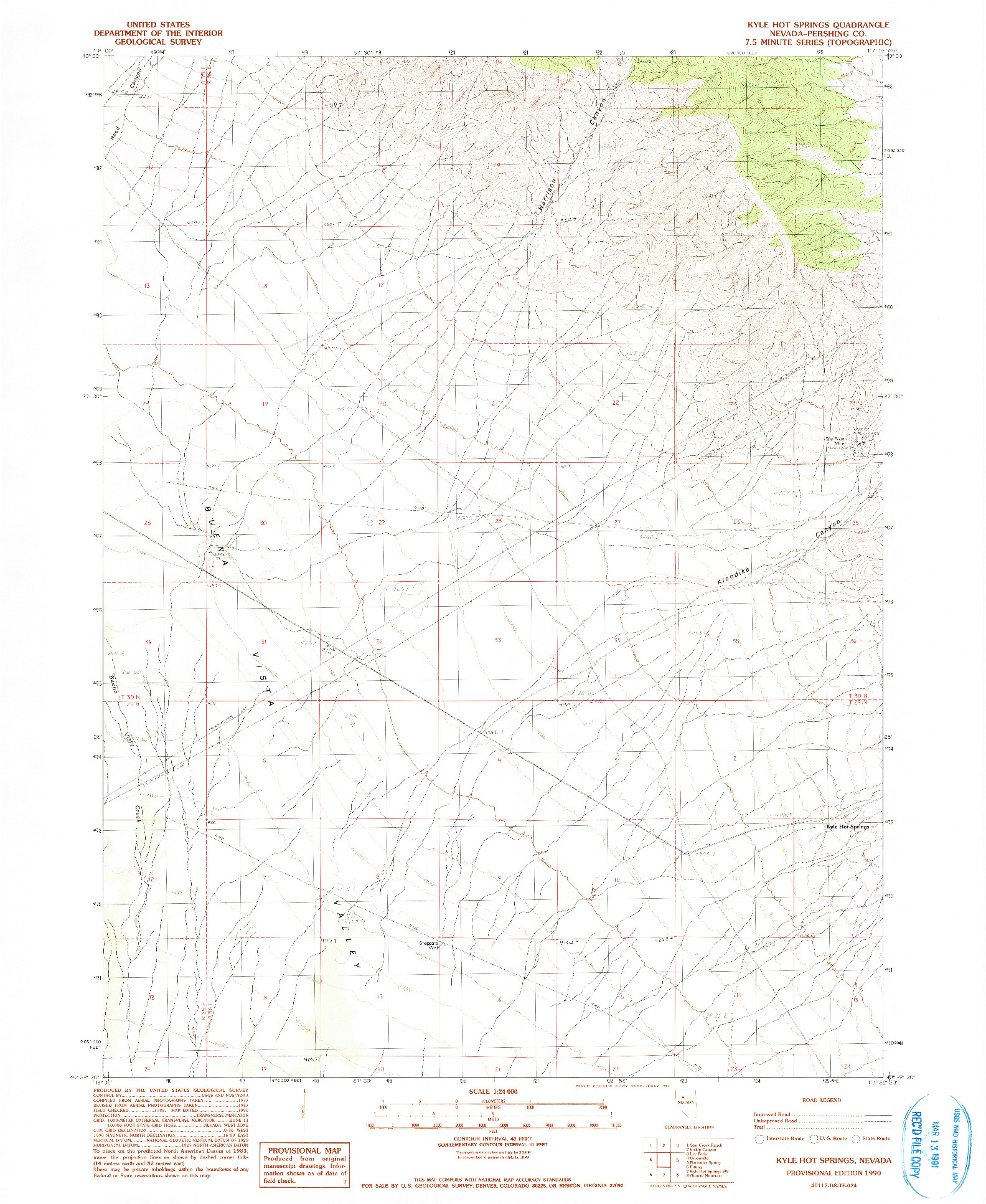 USGS 1:24000-SCALE QUADRANGLE FOR KYLE HOT SPRINGS, NV 1990