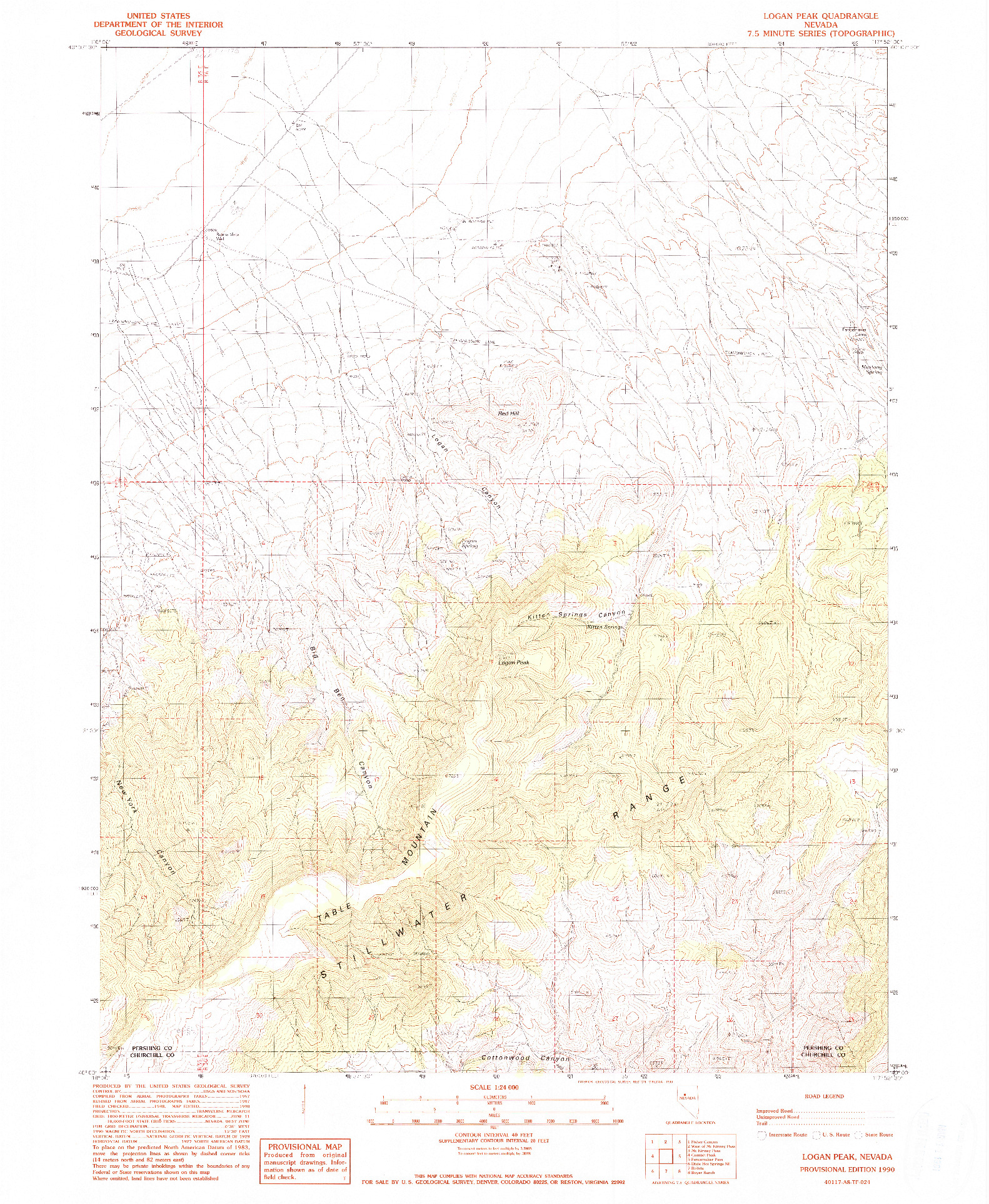 USGS 1:24000-SCALE QUADRANGLE FOR LOGAN PEAK, NV 1990