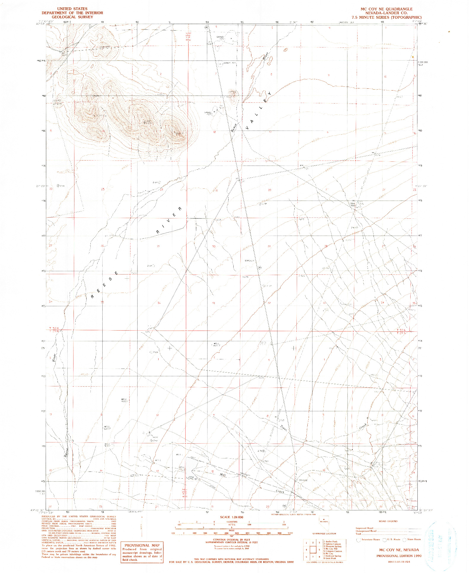 USGS 1:24000-SCALE QUADRANGLE FOR MCCOY NE, NV 1990