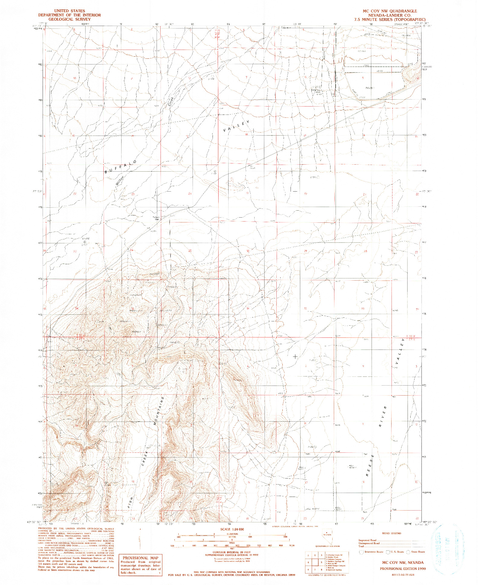 USGS 1:24000-SCALE QUADRANGLE FOR MCCOY NW, NV 1990
