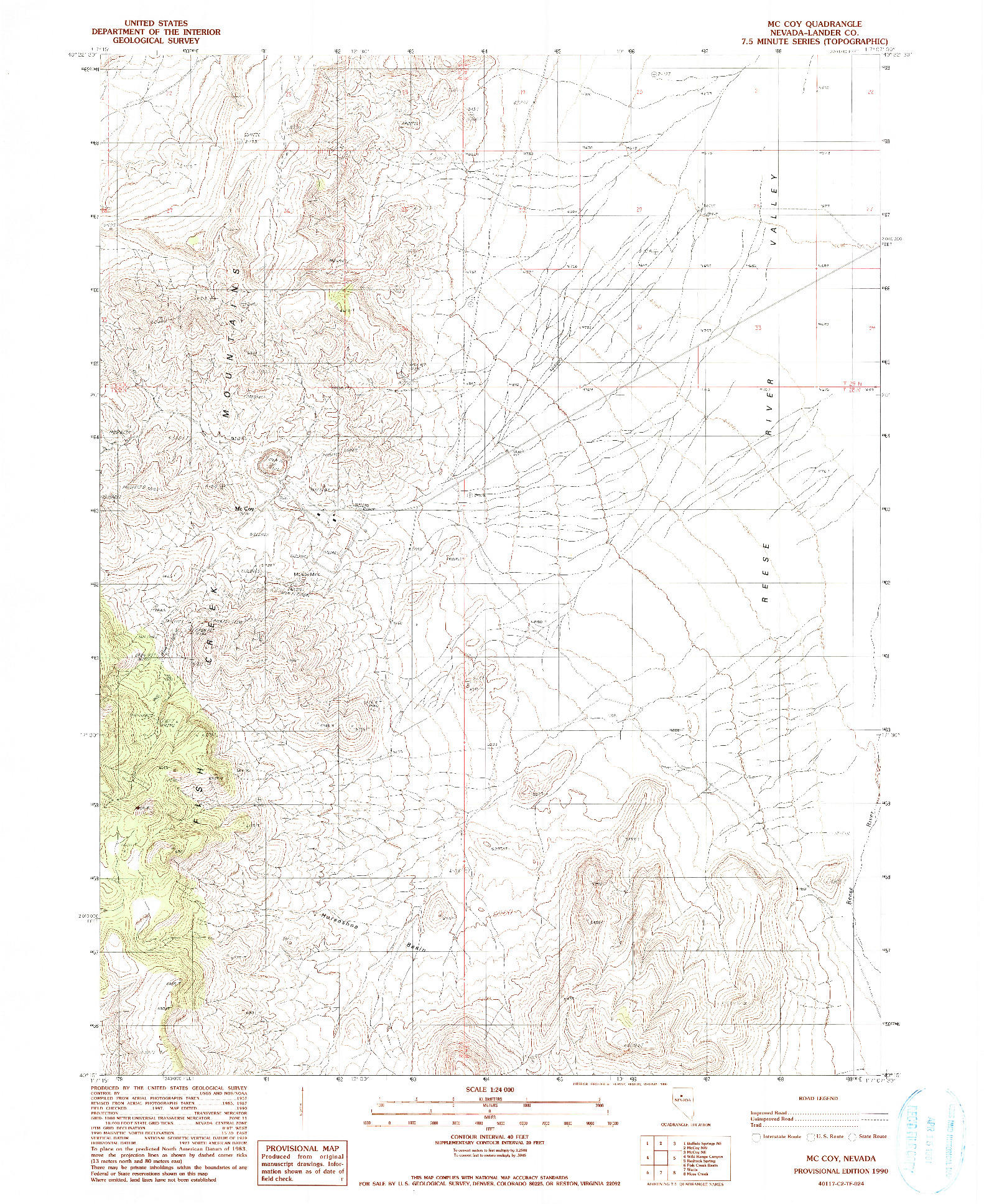 USGS 1:24000-SCALE QUADRANGLE FOR MCCOY, NV 1990