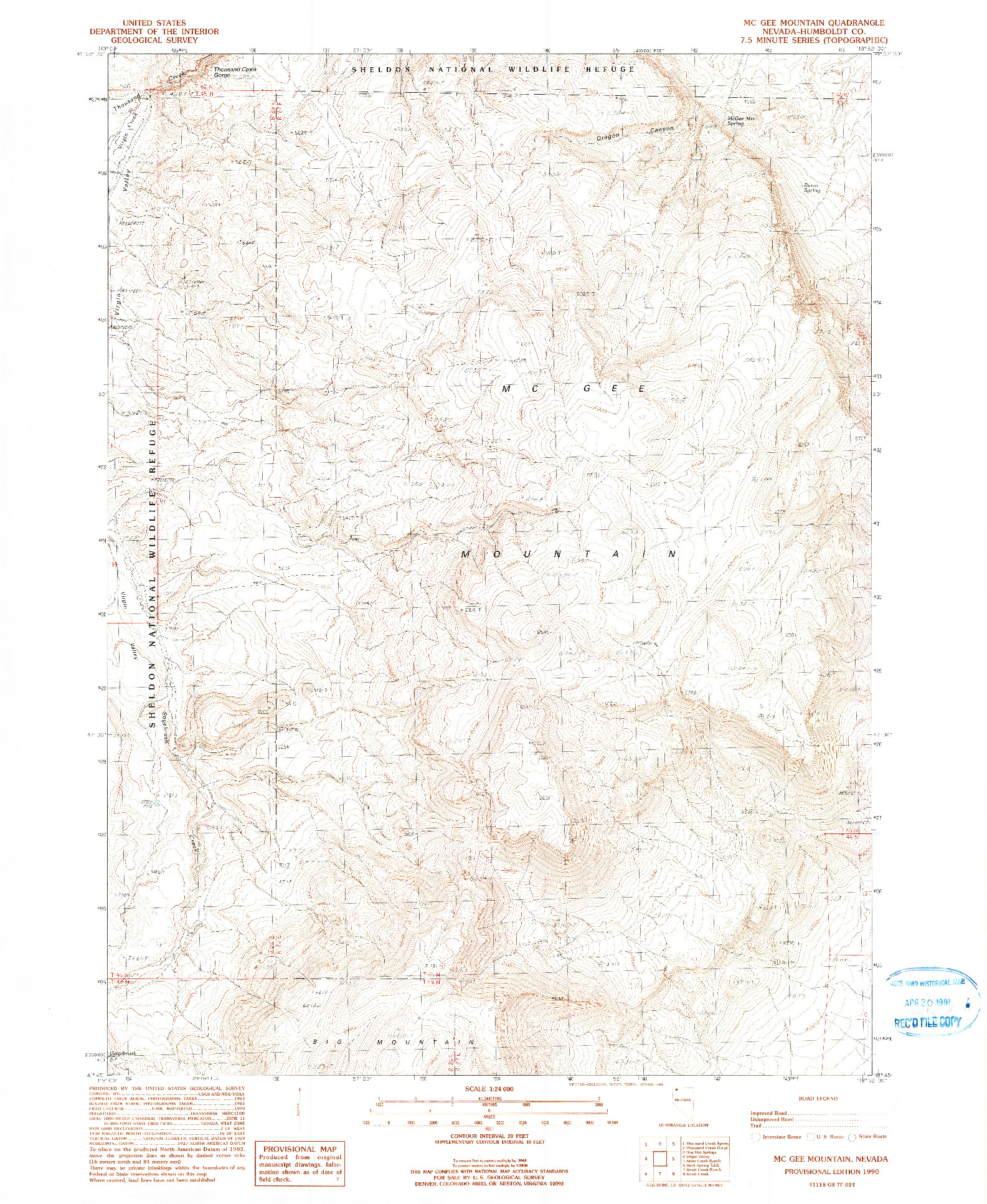 USGS 1:24000-SCALE QUADRANGLE FOR MCGEE MOUNTAIN, NV 1990