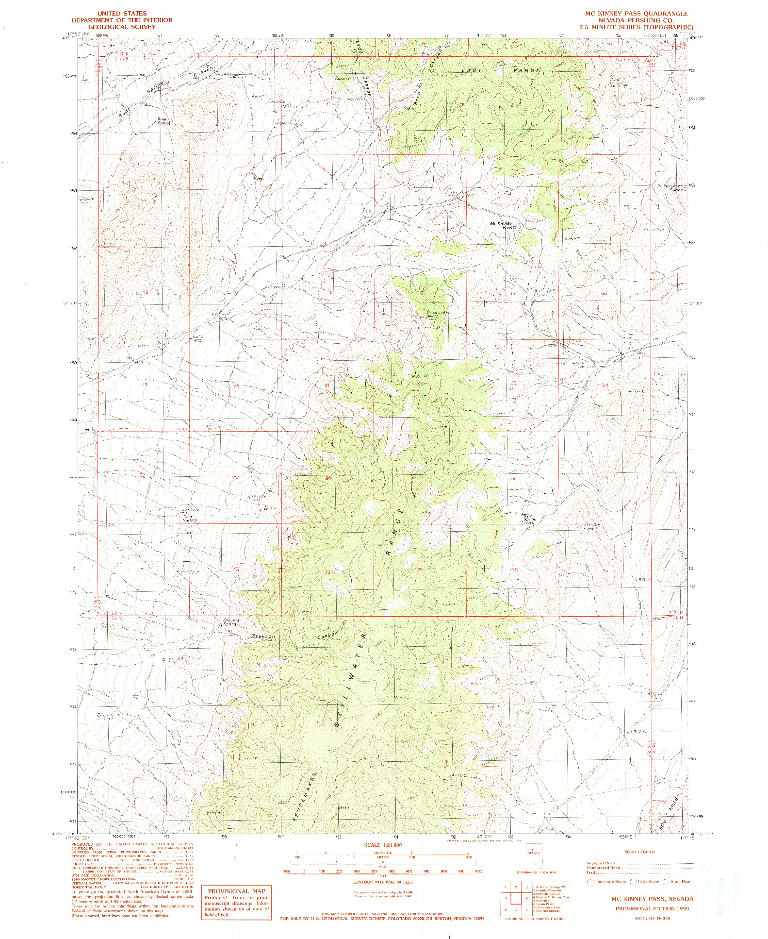 USGS 1:24000-SCALE QUADRANGLE FOR MCKINNEY PASS, NV 1990