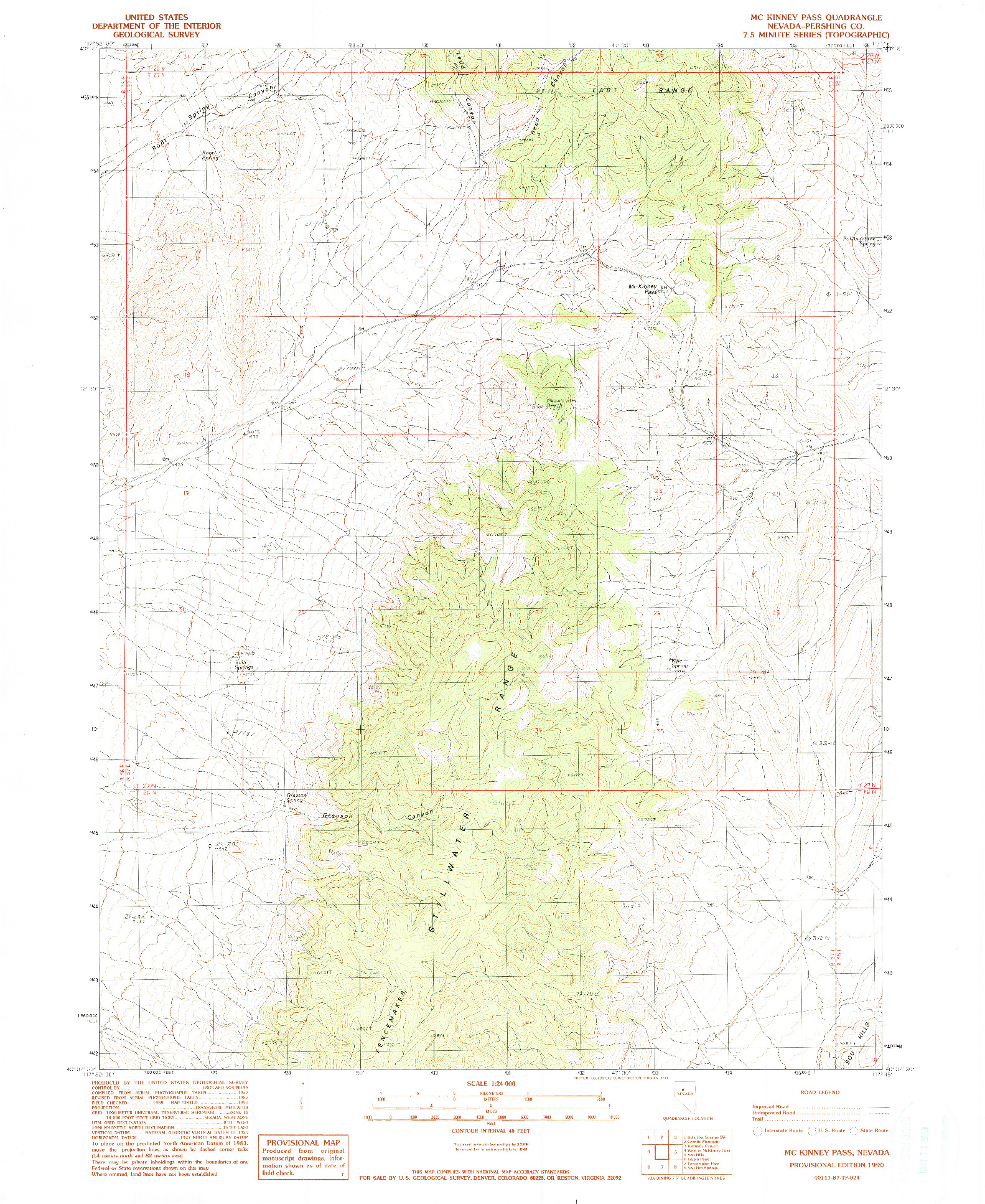 USGS 1:24000-SCALE QUADRANGLE FOR MCKINNEY PASS, NV 1990