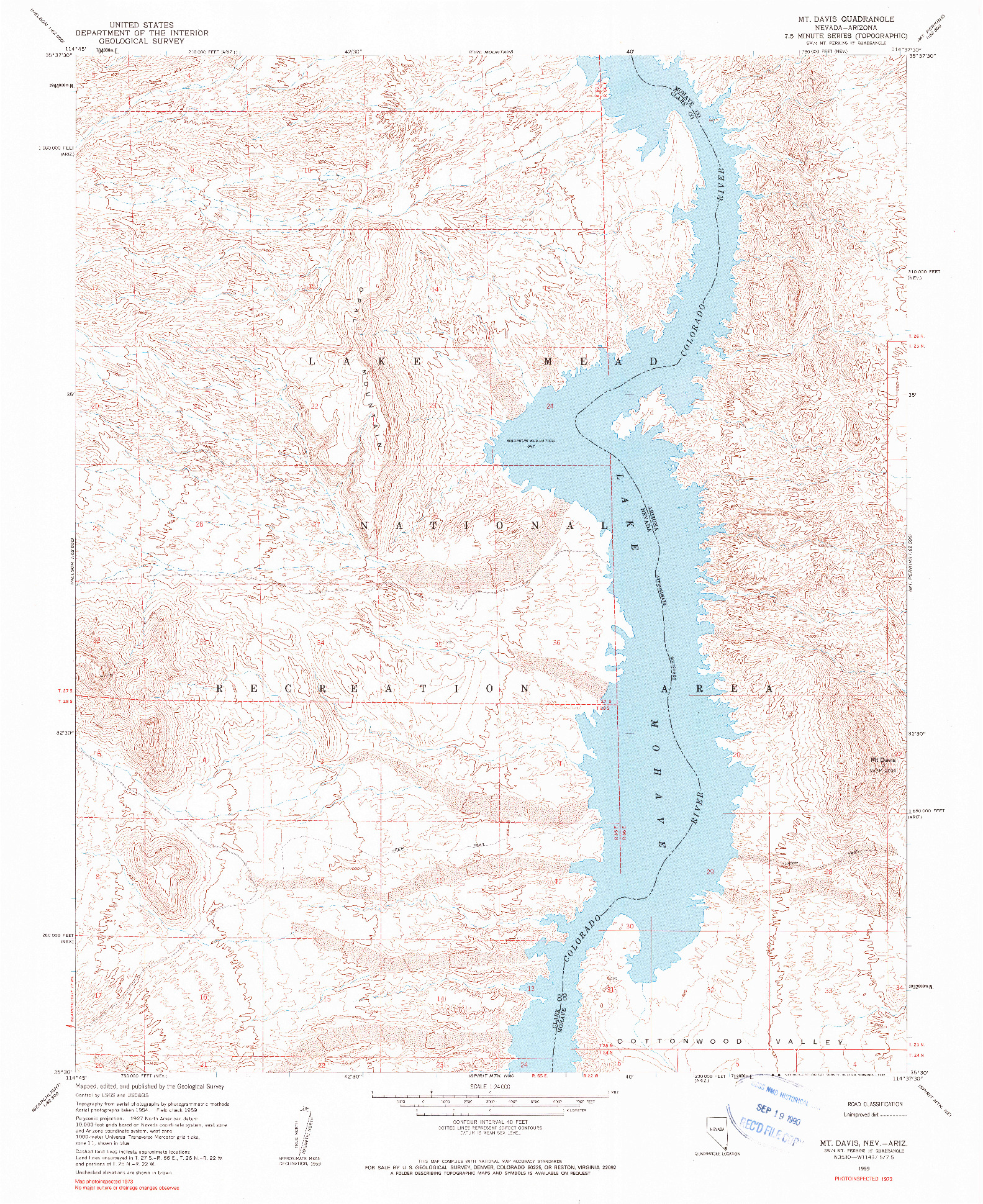 USGS 1:24000-SCALE QUADRANGLE FOR MT. DAVIS, NV 1959