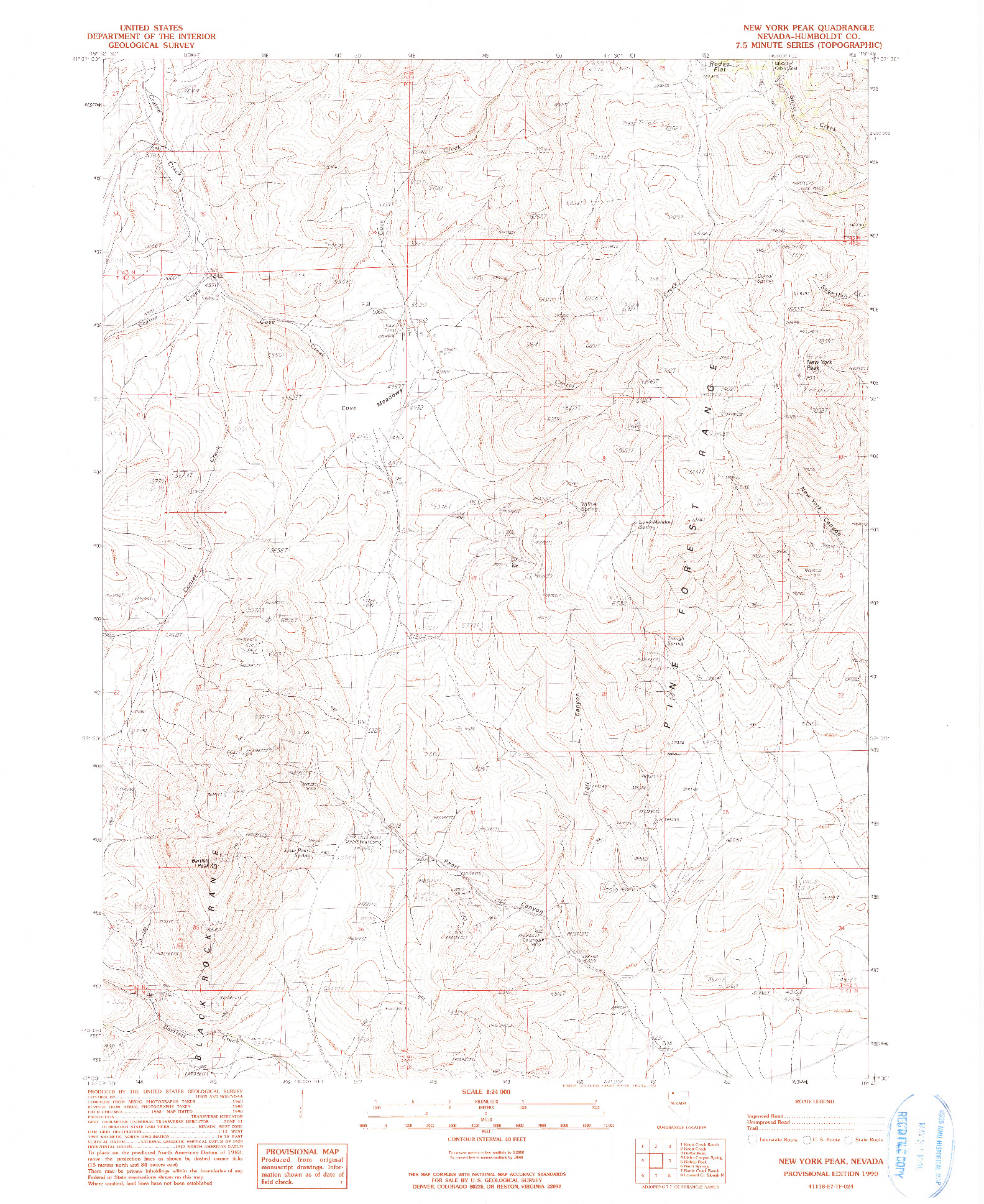 USGS 1:24000-SCALE QUADRANGLE FOR NEW YORK PEAK, NV 1990