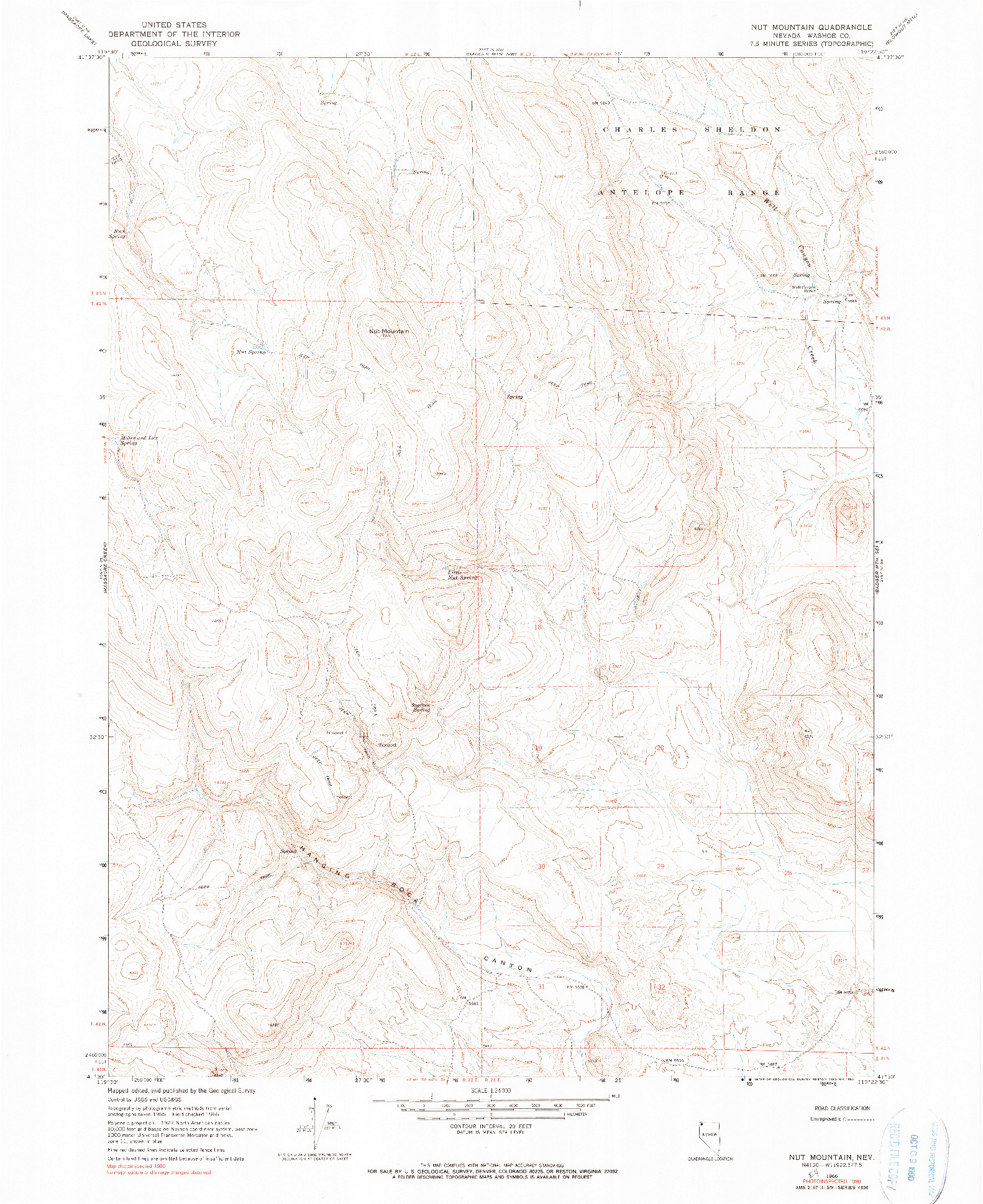 USGS 1:24000-SCALE QUADRANGLE FOR NUT MOUNTAIN, NV 1966