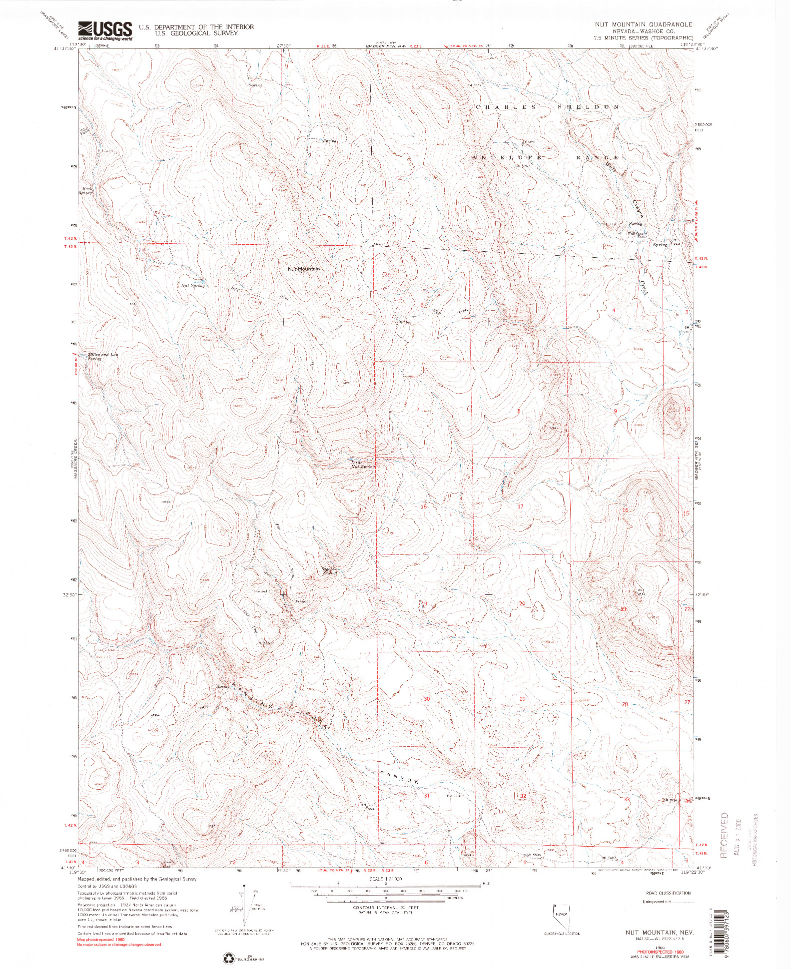 USGS 1:24000-SCALE QUADRANGLE FOR NUT MOUNTAIN, NV 1966