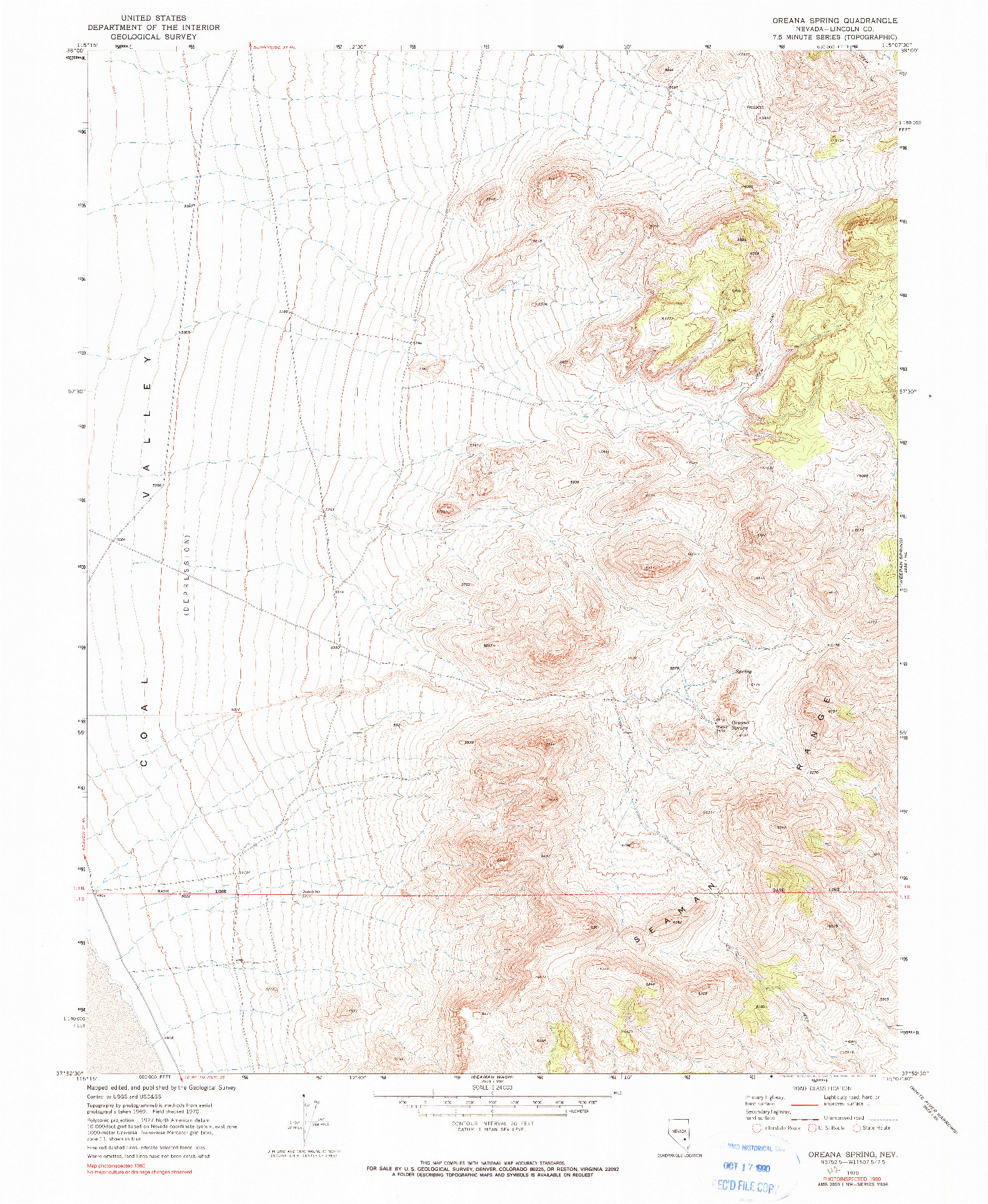 USGS 1:24000-SCALE QUADRANGLE FOR OREANA SPRING, NV 1970