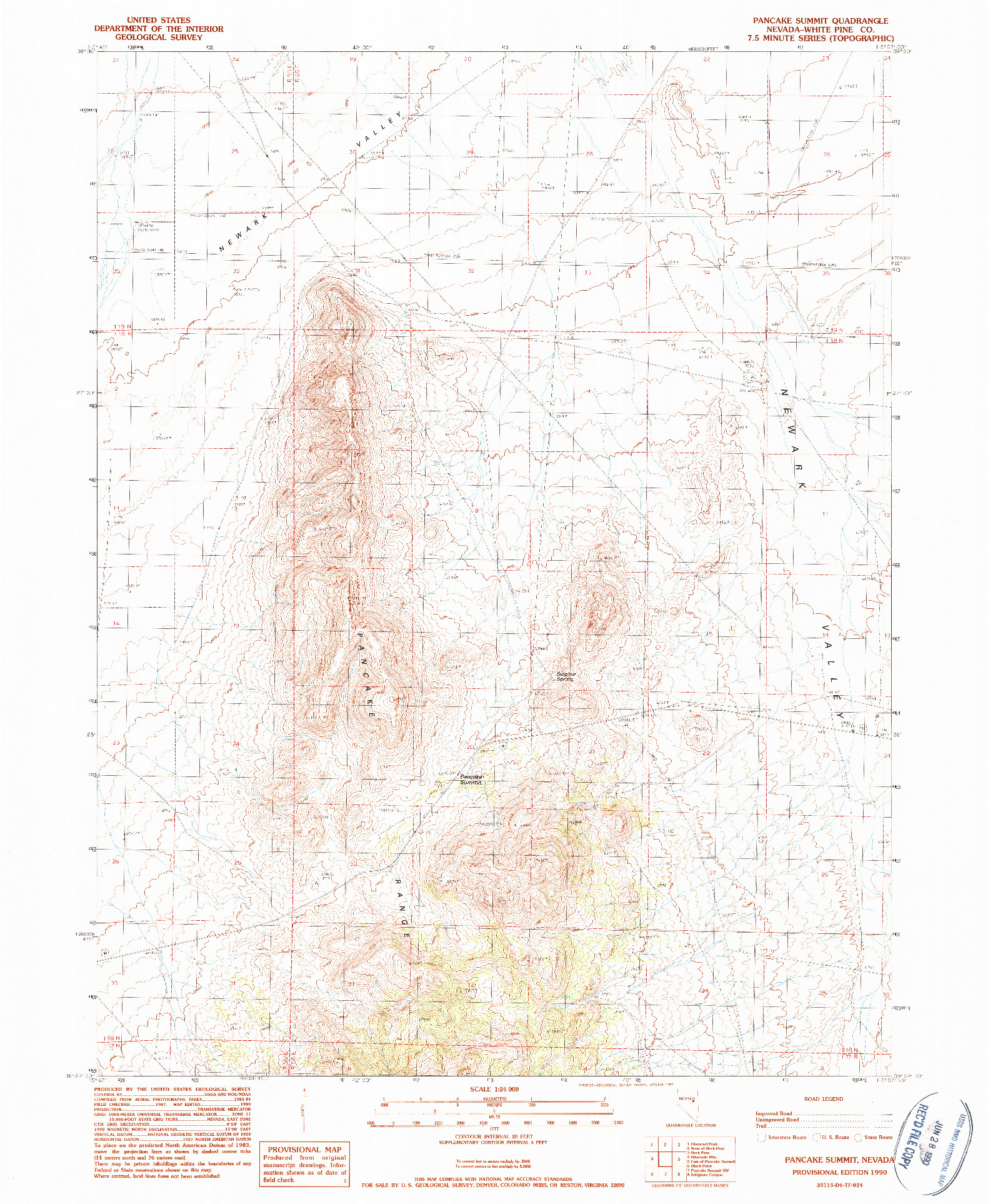USGS 1:24000-SCALE QUADRANGLE FOR PANCAKE SUMMIT, NV 1990