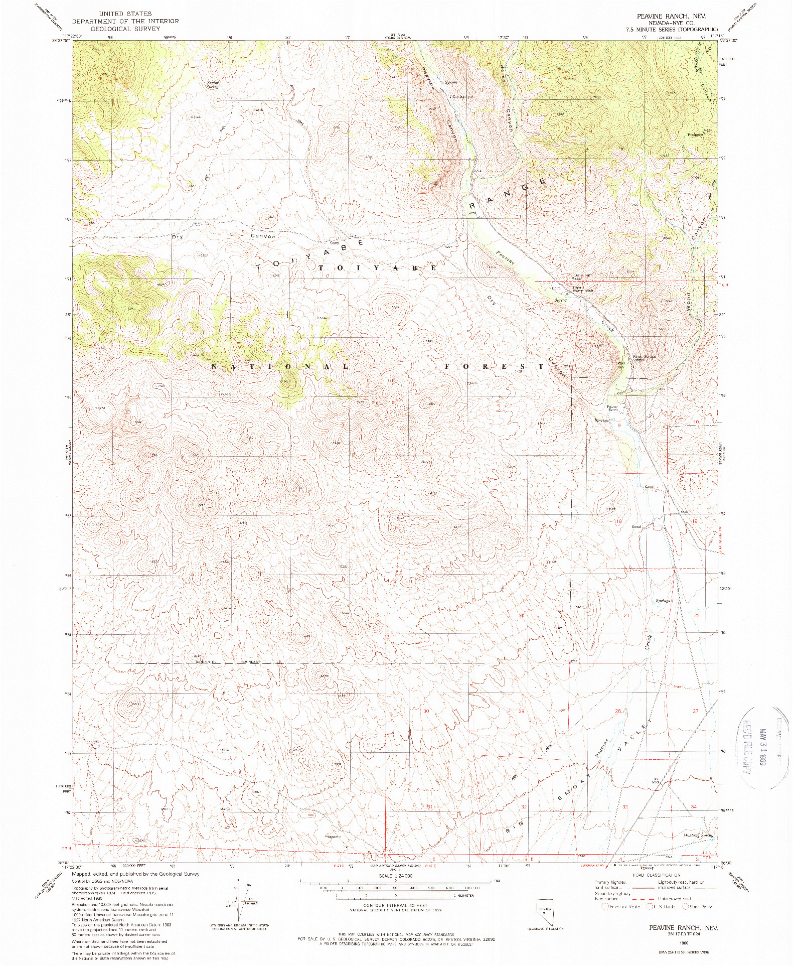 USGS 1:24000-SCALE QUADRANGLE FOR PEAVINE RANCH, NV 1980