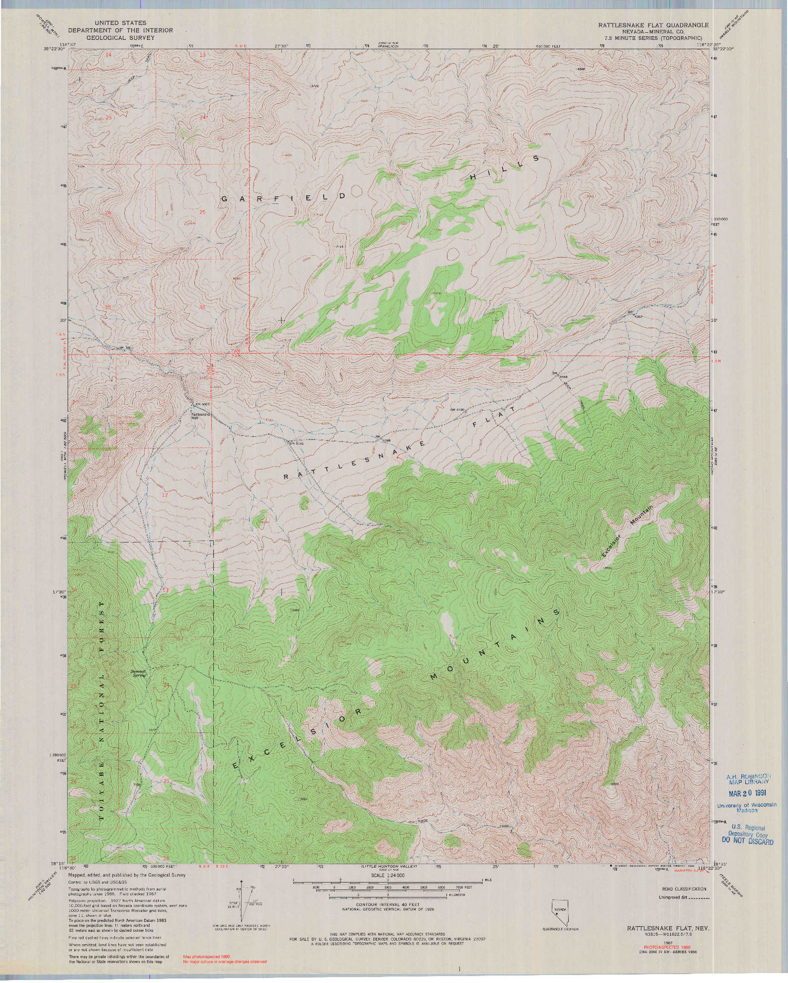 USGS 1:24000-SCALE QUADRANGLE FOR RATTLESNAKE FLAT, NV 1967