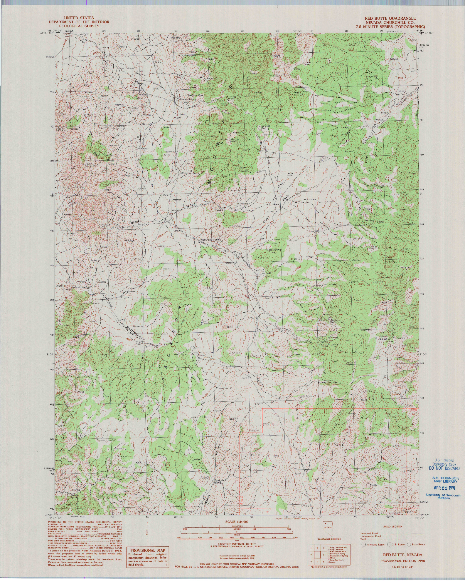 USGS 1:24000-SCALE QUADRANGLE FOR RED BUTTE, NV 1990