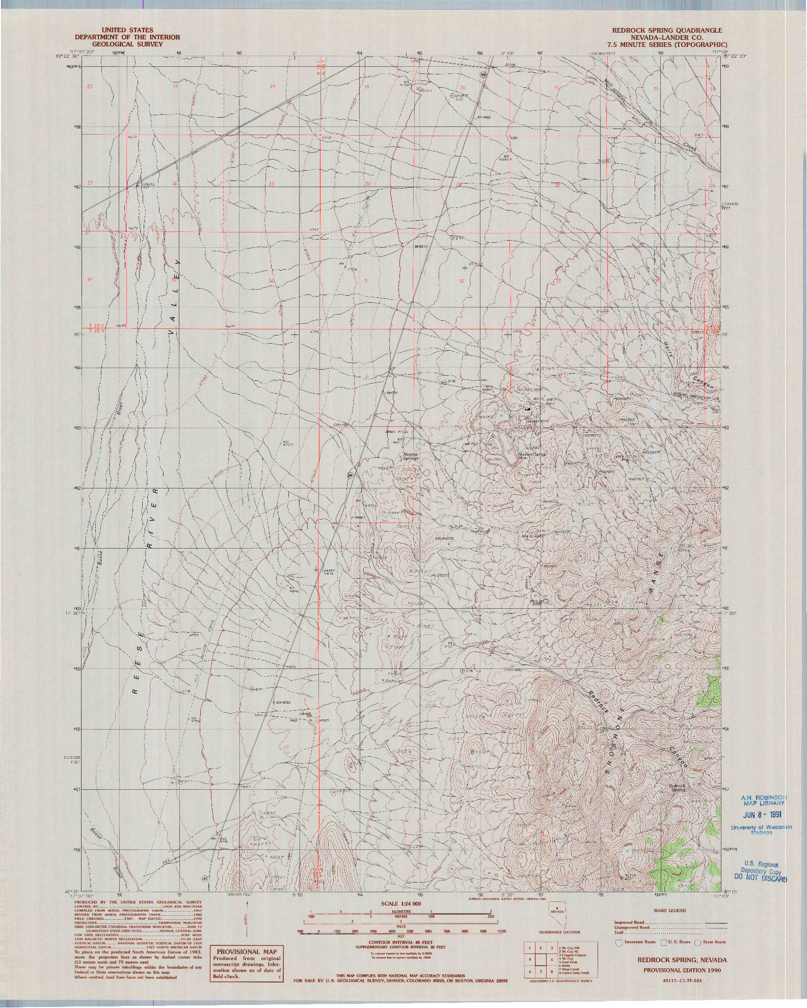 USGS 1:24000-SCALE QUADRANGLE FOR REDROCK SPRING, NV 1990