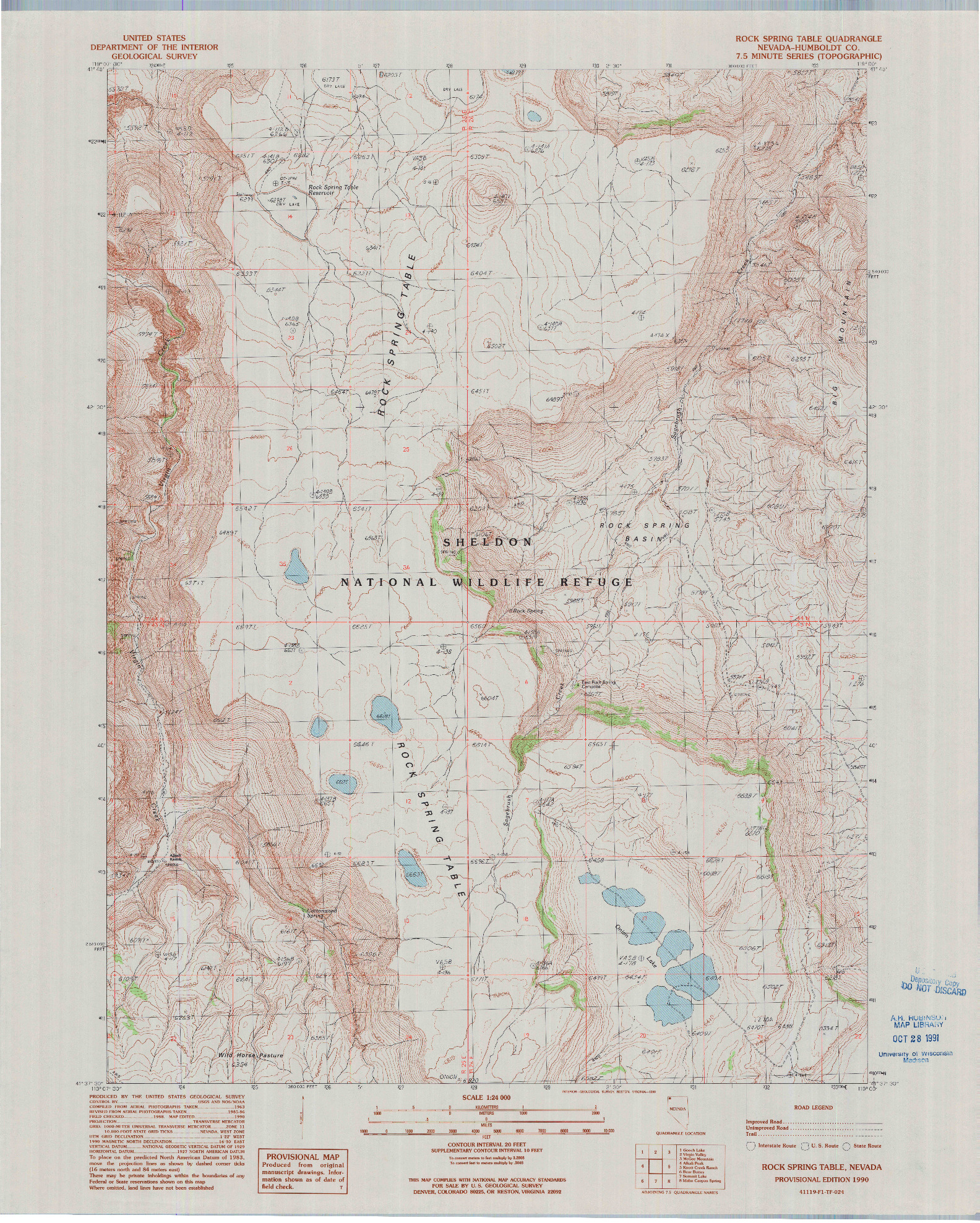 USGS 1:24000-SCALE QUADRANGLE FOR ROCK SPRING TABLE, NV 1990