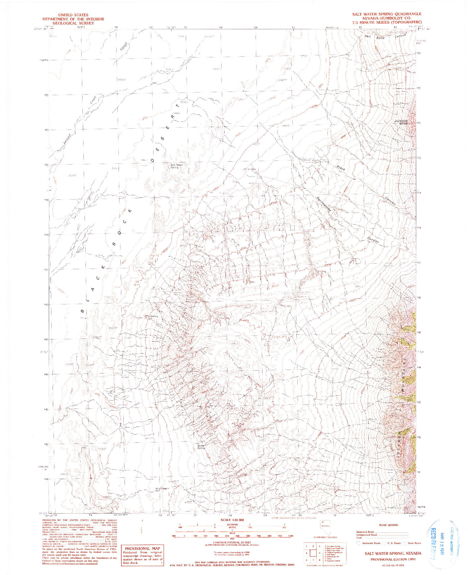 USGS 1:24000-SCALE QUADRANGLE FOR SALT WATER SPRING, NV 1990