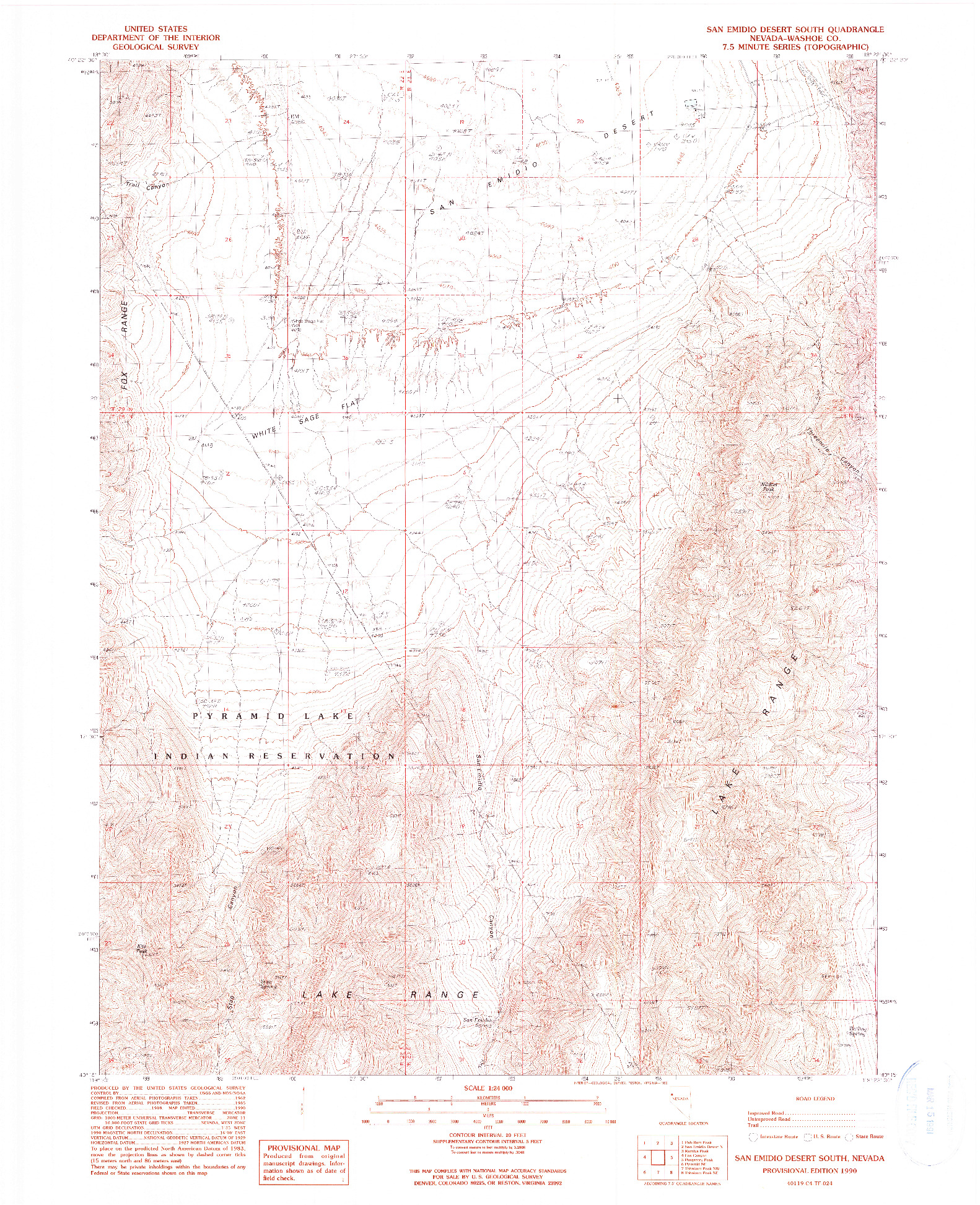 USGS 1:24000-SCALE QUADRANGLE FOR SAN EMIDIO DESERT SOUTH, NV 1990