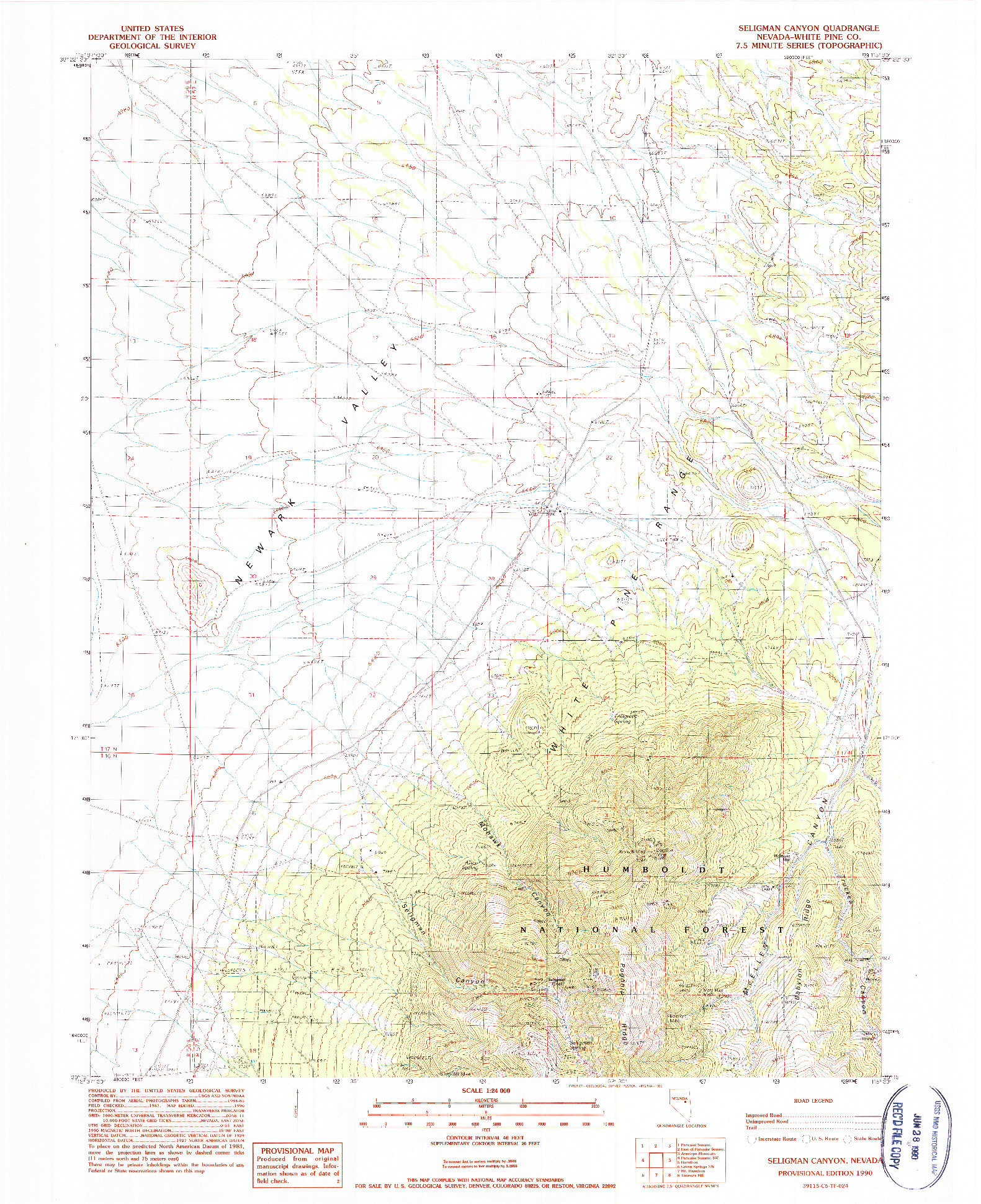 USGS 1:24000-SCALE QUADRANGLE FOR SELIGMAN CANYON, NV 1990