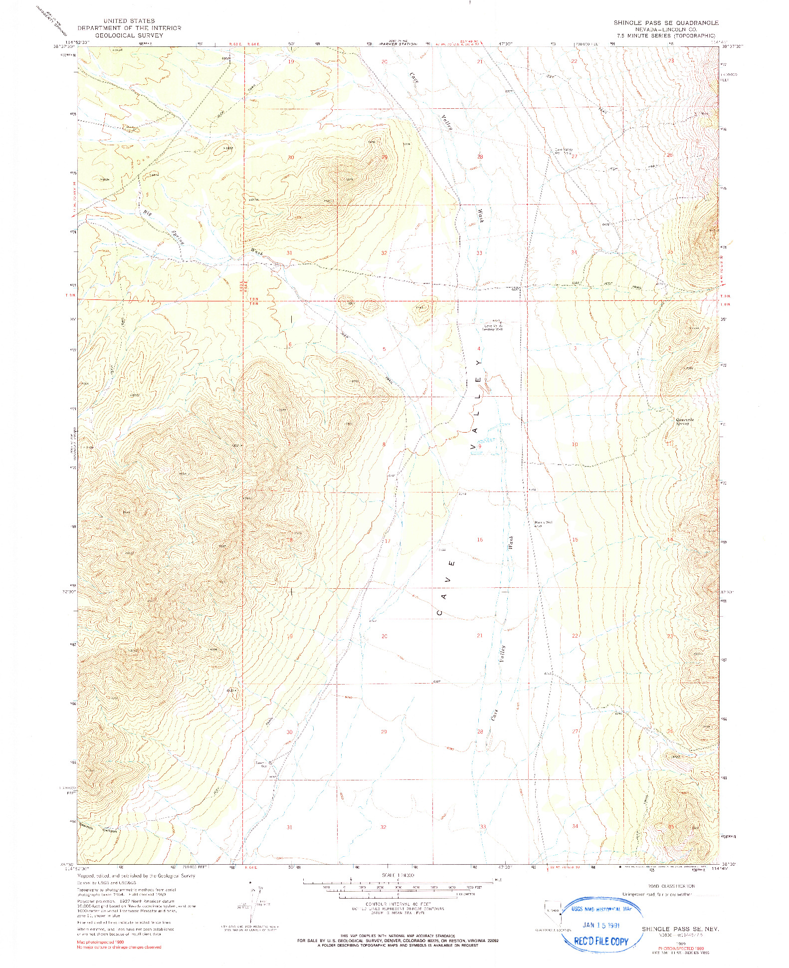 USGS 1:24000-SCALE QUADRANGLE FOR SHINGLE PASS SE, NV 1969
