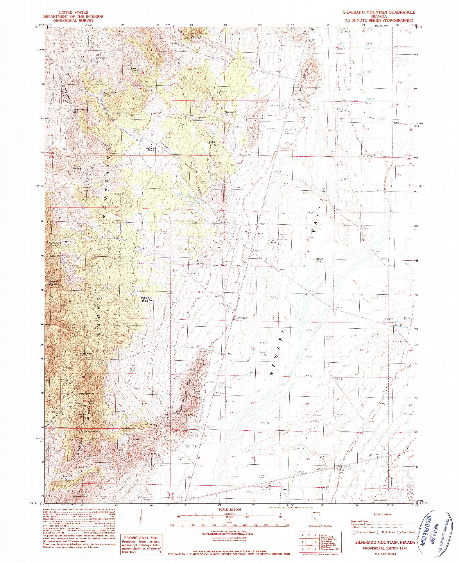 USGS 1:24000-SCALE QUADRANGLE FOR SILVERADO MOUNTAIN, NV 1990