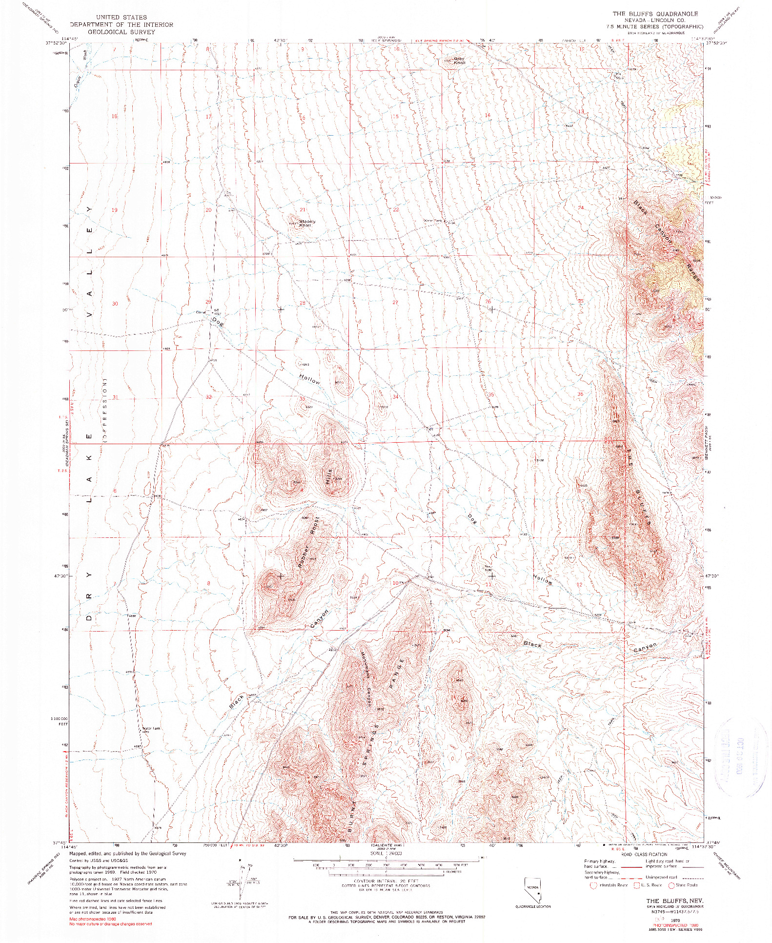 USGS 1:24000-SCALE QUADRANGLE FOR THE BLUFFS, NV 1970