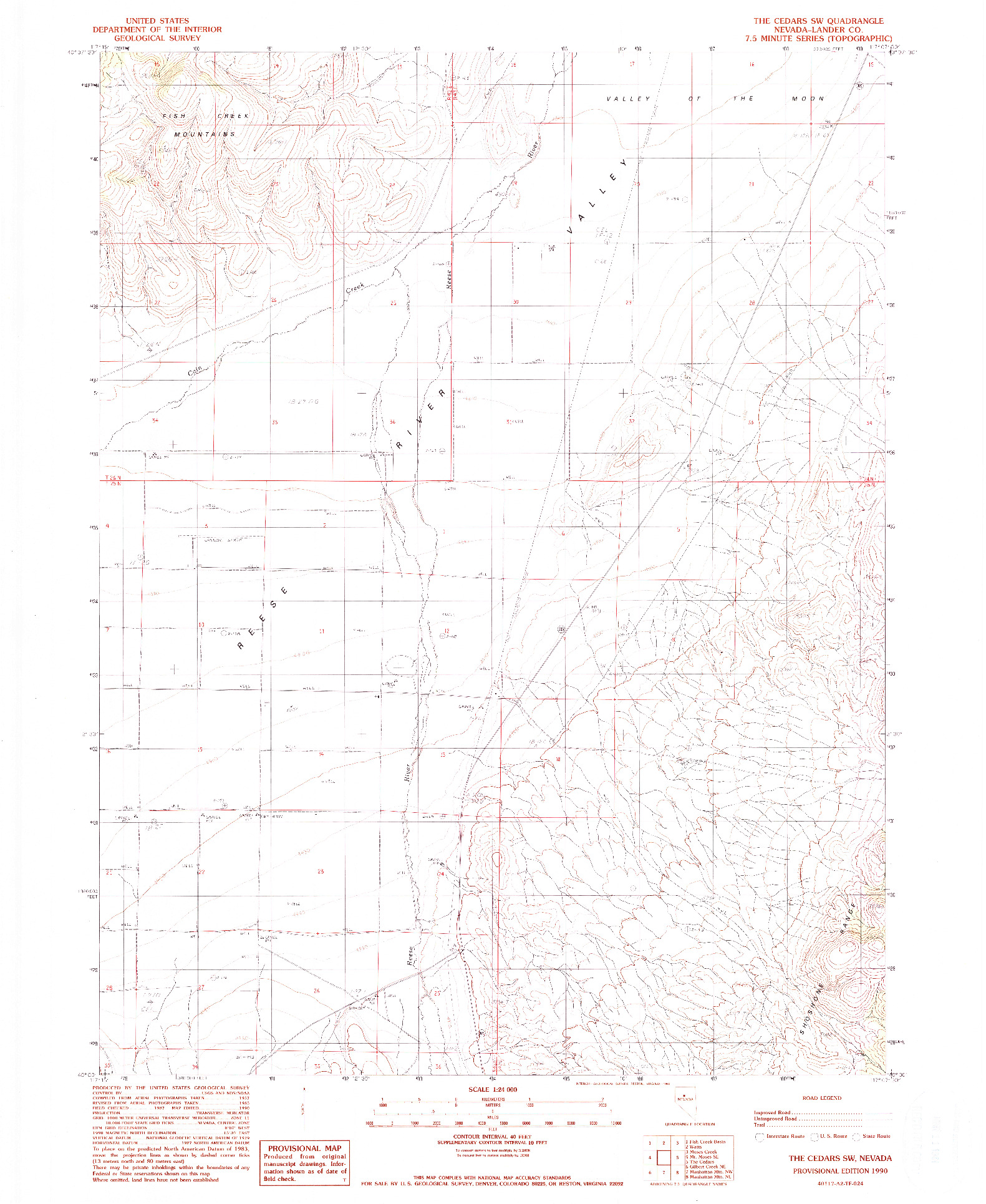 USGS 1:24000-SCALE QUADRANGLE FOR THE CEDARS SW, NV 1990