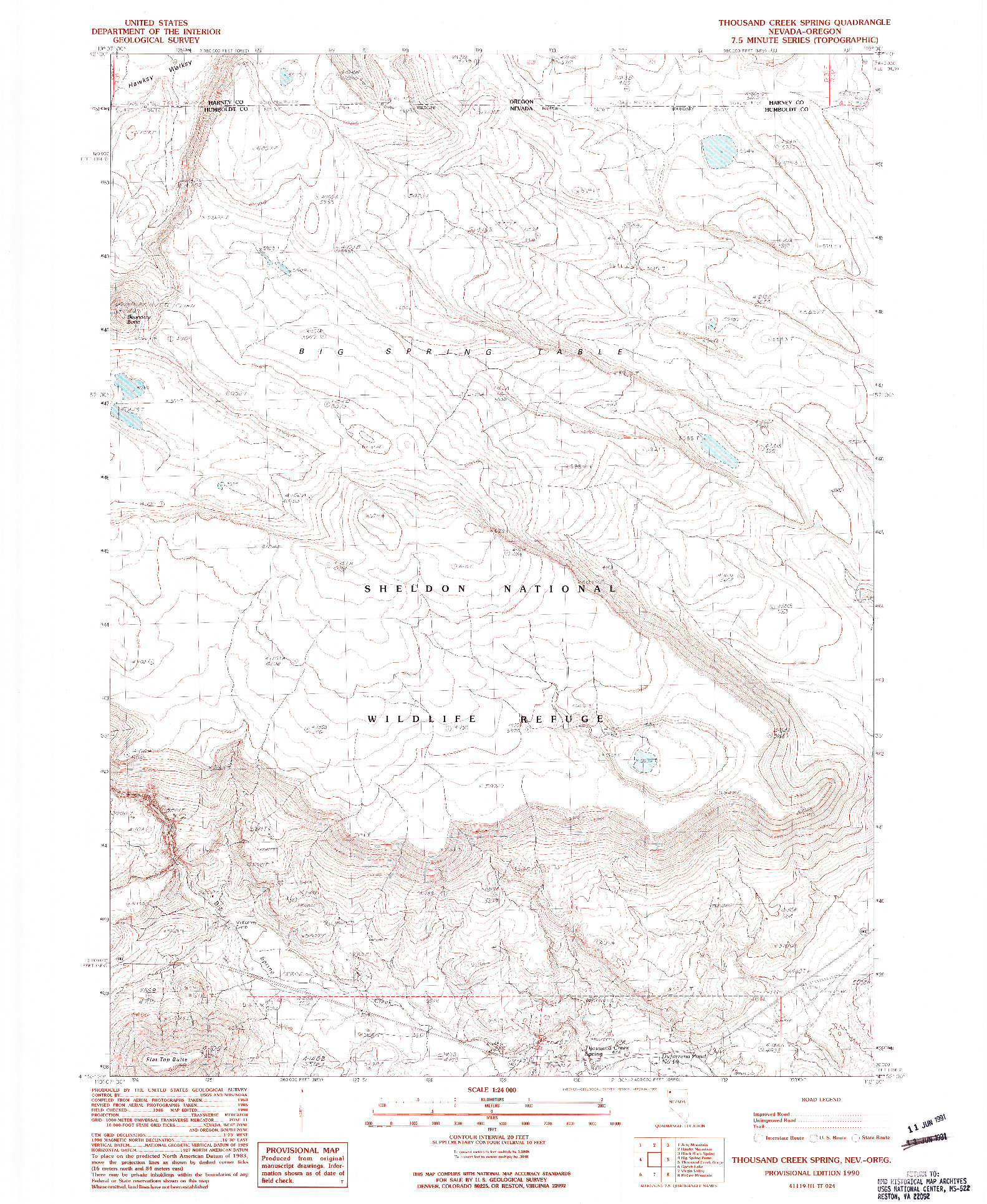 USGS 1:24000-SCALE QUADRANGLE FOR THOUSAND CREEK SPRING, NV 1990
