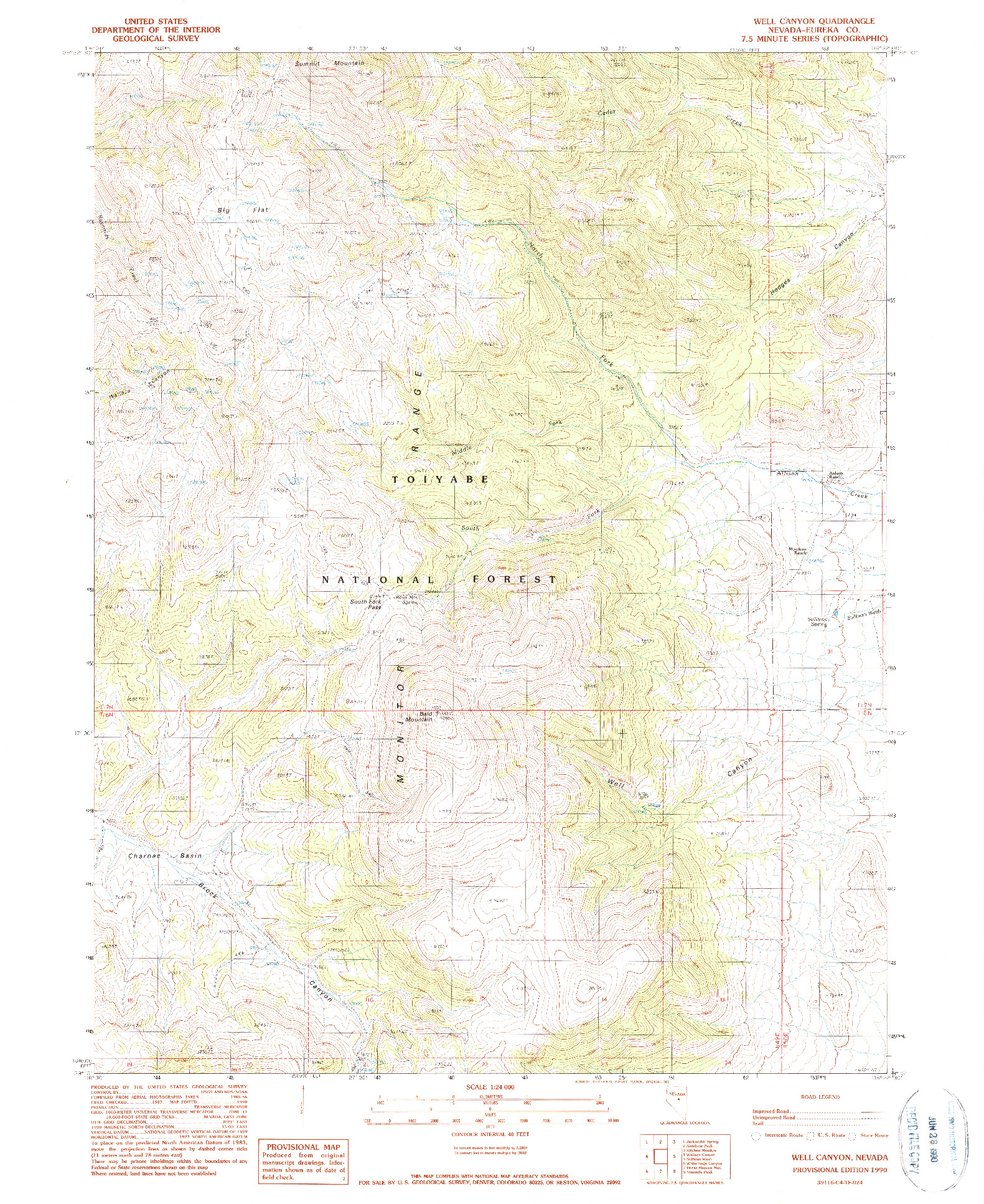 USGS 1:24000-SCALE QUADRANGLE FOR WELL CANYON, NV 1990
