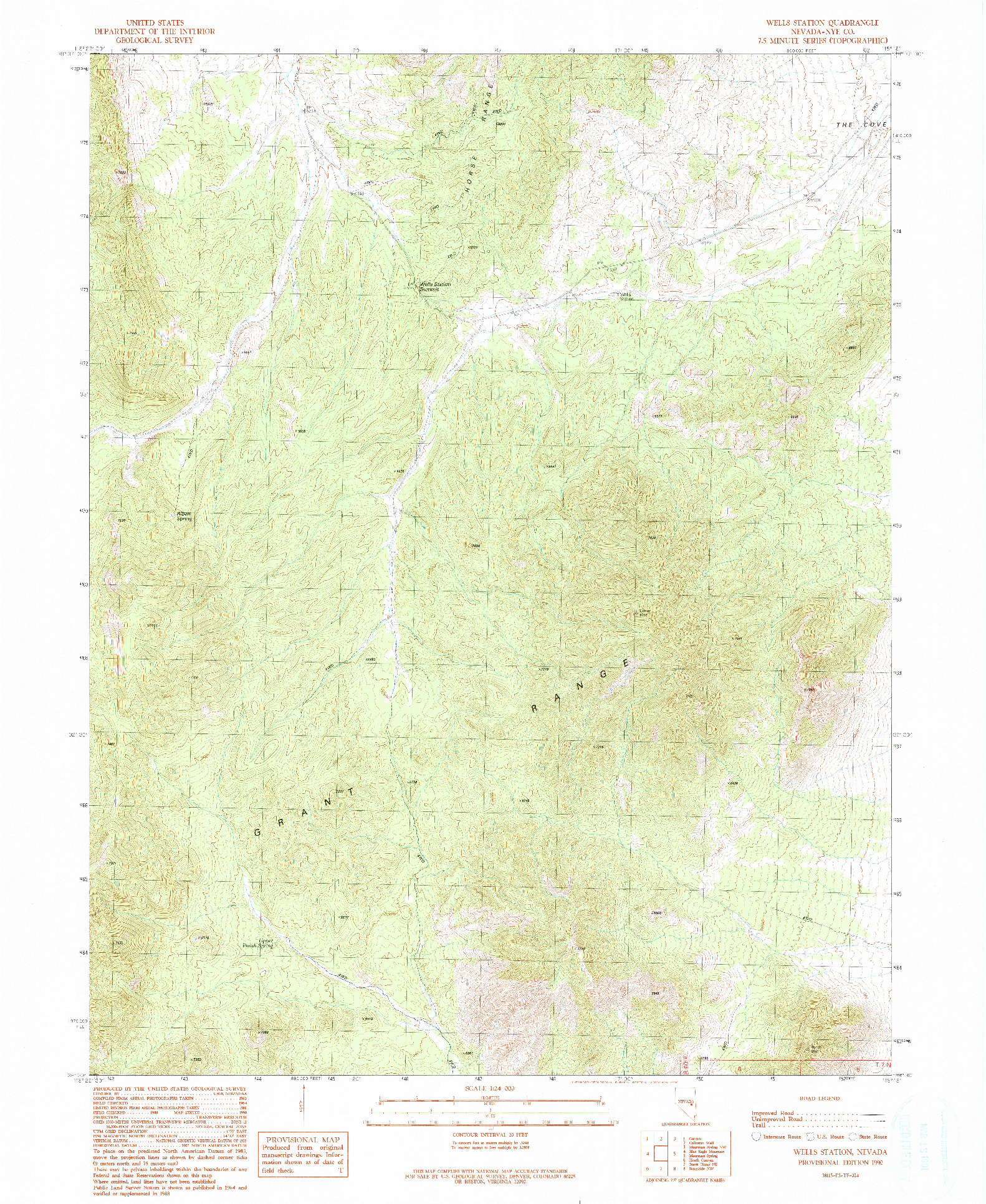 USGS 1:24000-SCALE QUADRANGLE FOR WELLS STATION, NV 1990
