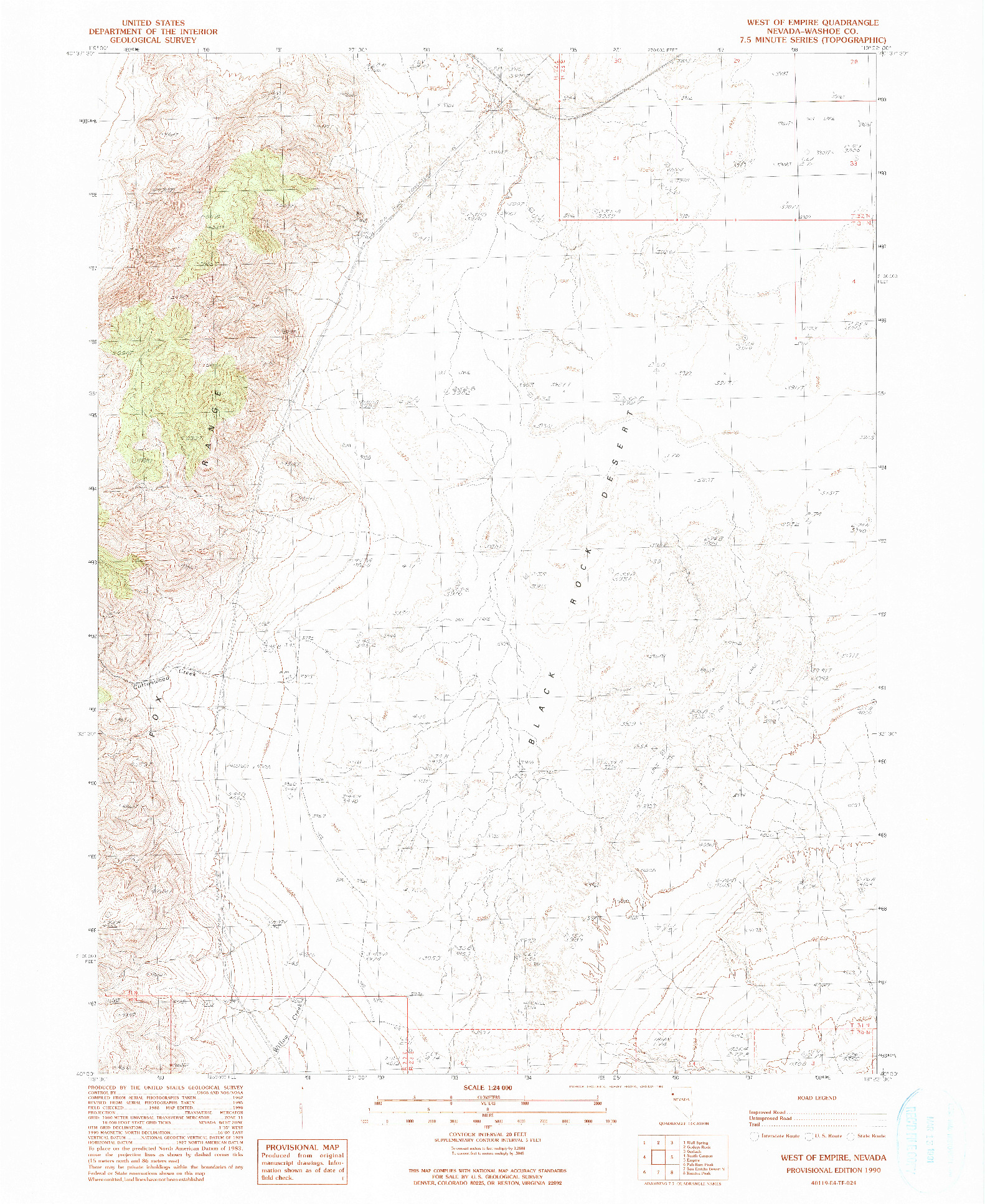 USGS 1:24000-SCALE QUADRANGLE FOR WEST OF EMPIRE, NV 1990