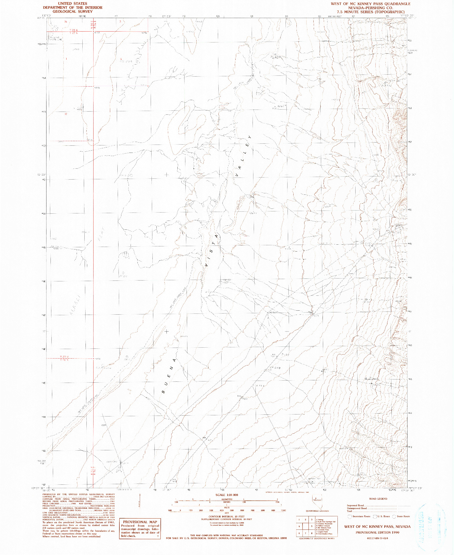 USGS 1:24000-SCALE QUADRANGLE FOR WEST OF MCKINNEY PASS, NV 1990
