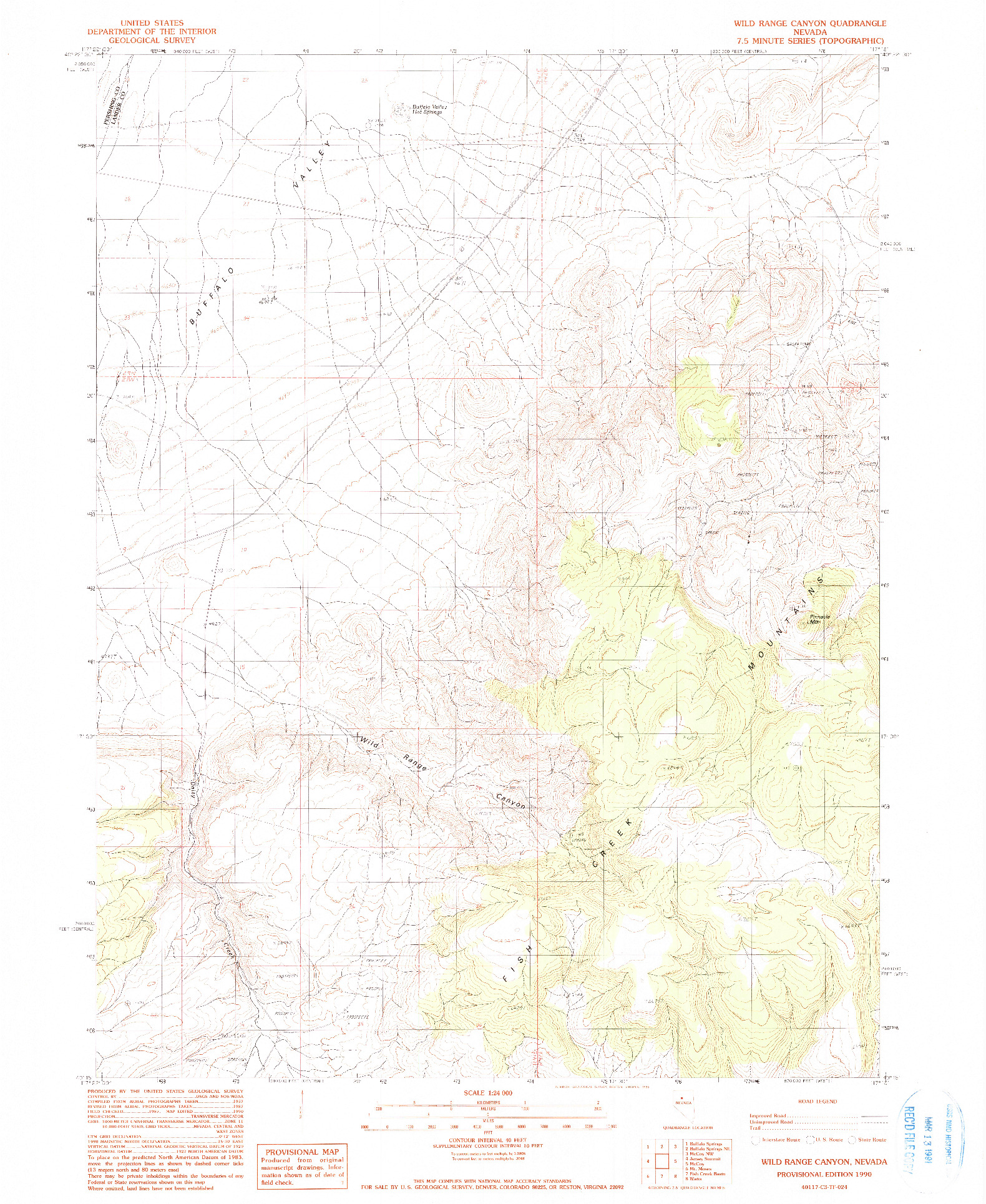 USGS 1:24000-SCALE QUADRANGLE FOR WILD RANGE CANYON, NV 1990