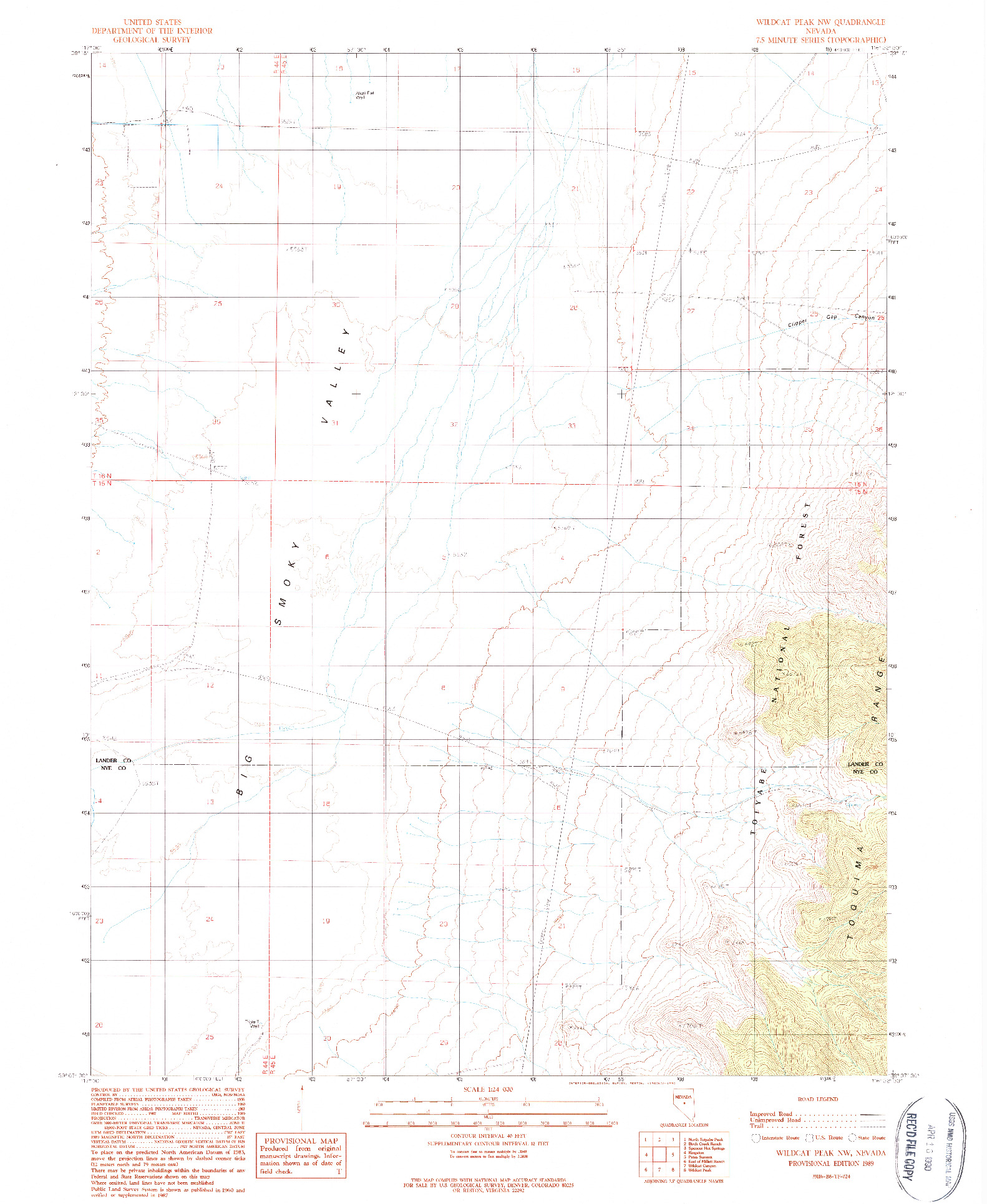 USGS 1:24000-SCALE QUADRANGLE FOR WILDCAT PEAK NW, NV 1989