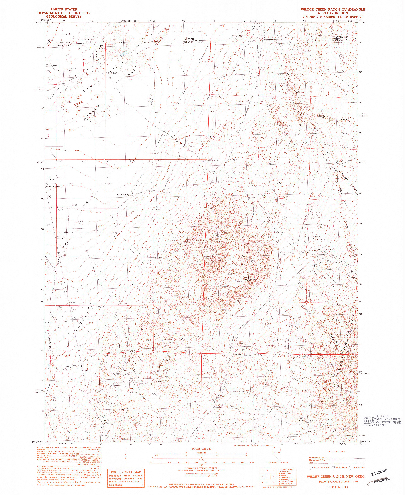USGS 1:24000-SCALE QUADRANGLE FOR WILDER CREEK RANCH, NV 1990