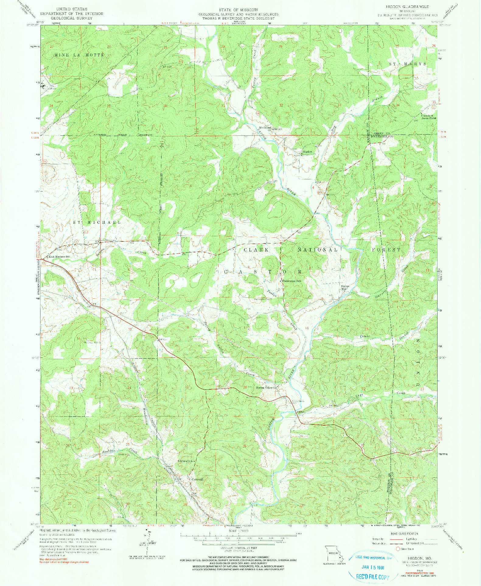 USGS 1:24000-SCALE QUADRANGLE FOR HIGDON, MO 1959