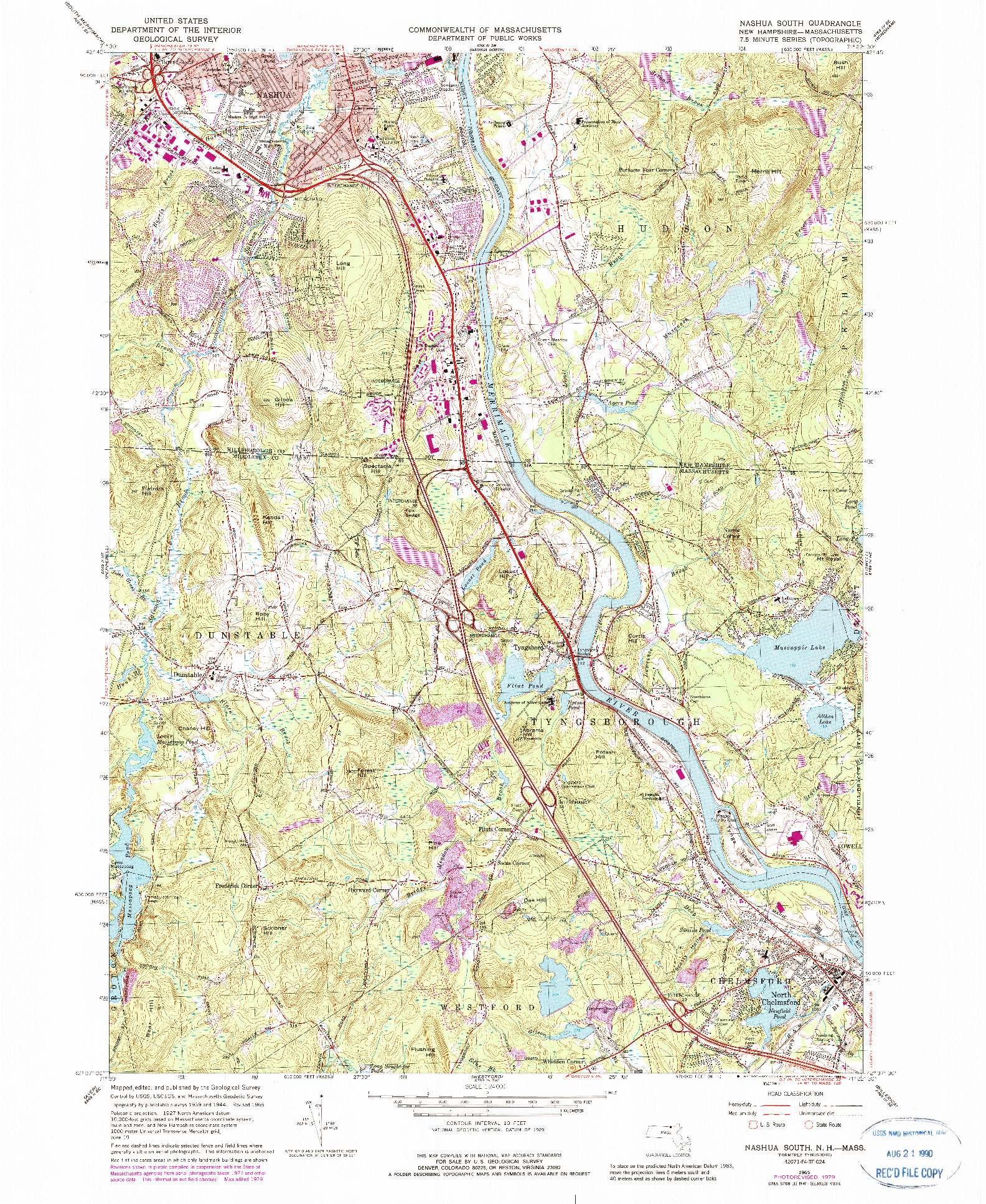 USGS 1:24000-SCALE QUADRANGLE FOR NASHUA SOUTH, NH 1965