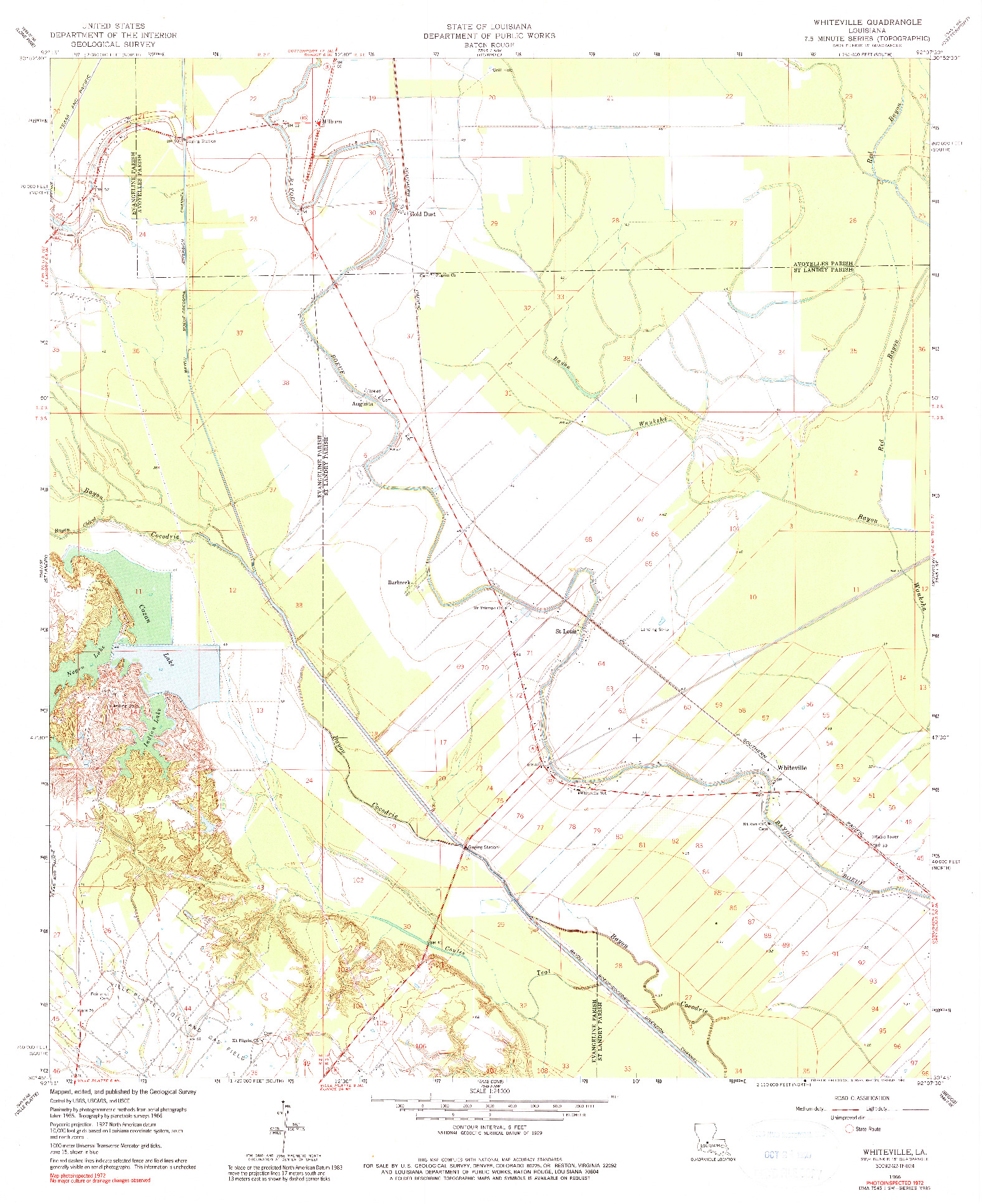 USGS 1:24000-SCALE QUADRANGLE FOR WHITEVILLE, LA 1966