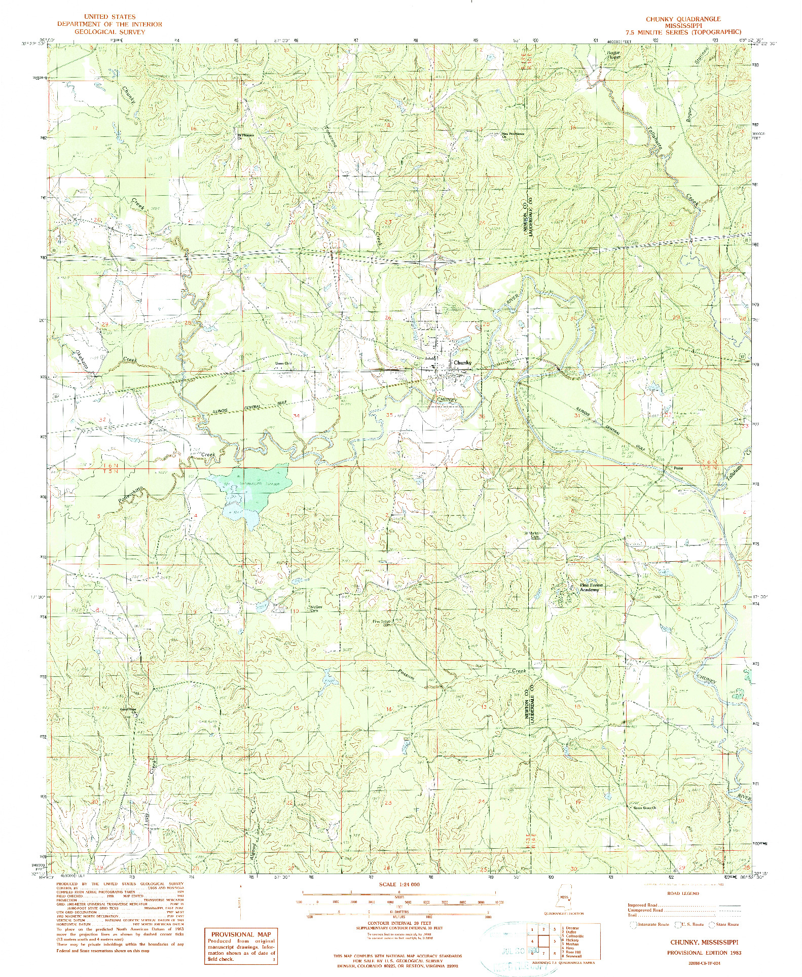 USGS 1:24000-SCALE QUADRANGLE FOR CHUNKY, MS 1983