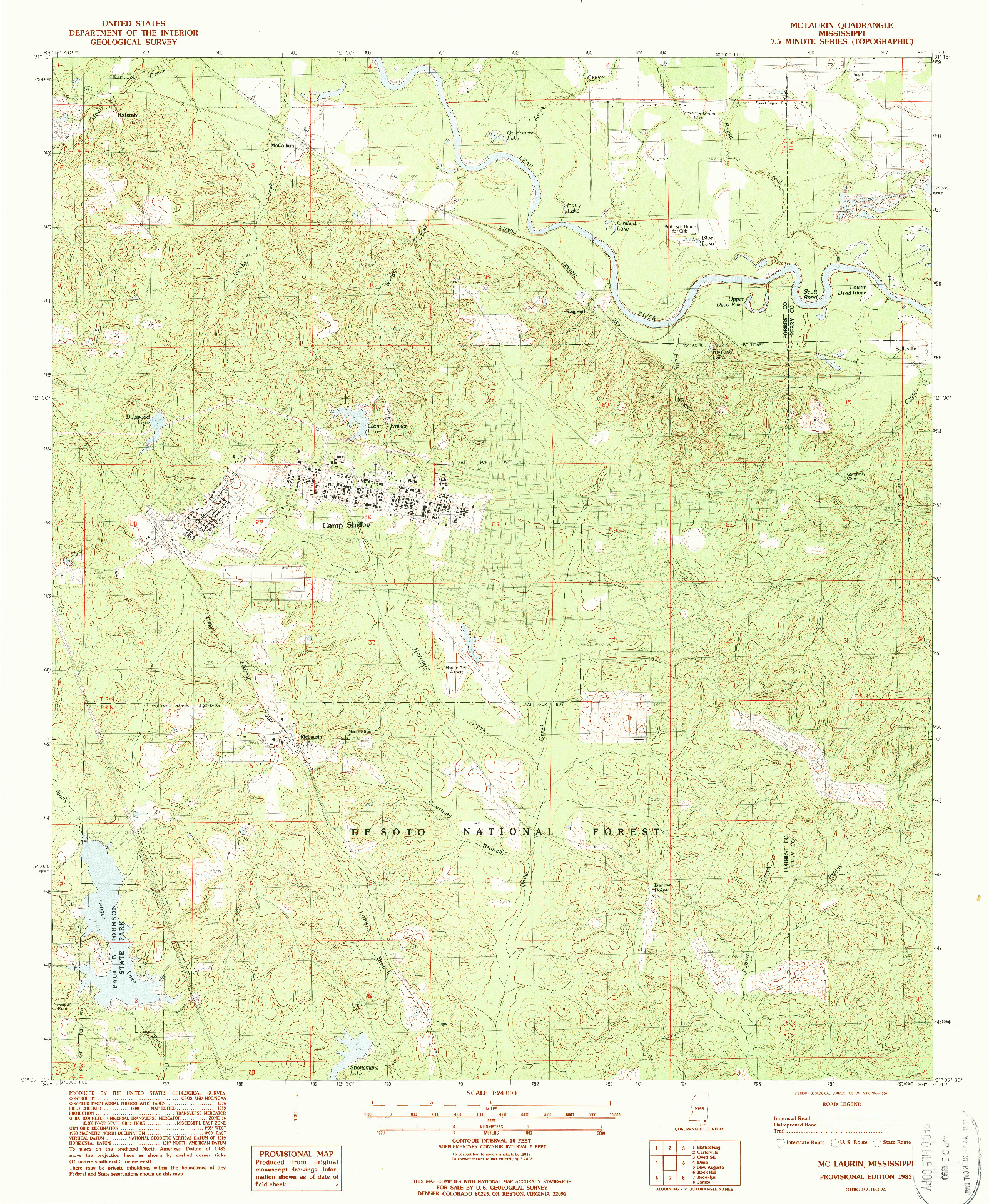 USGS 1:24000-SCALE QUADRANGLE FOR MCLAURIN, MS 1983