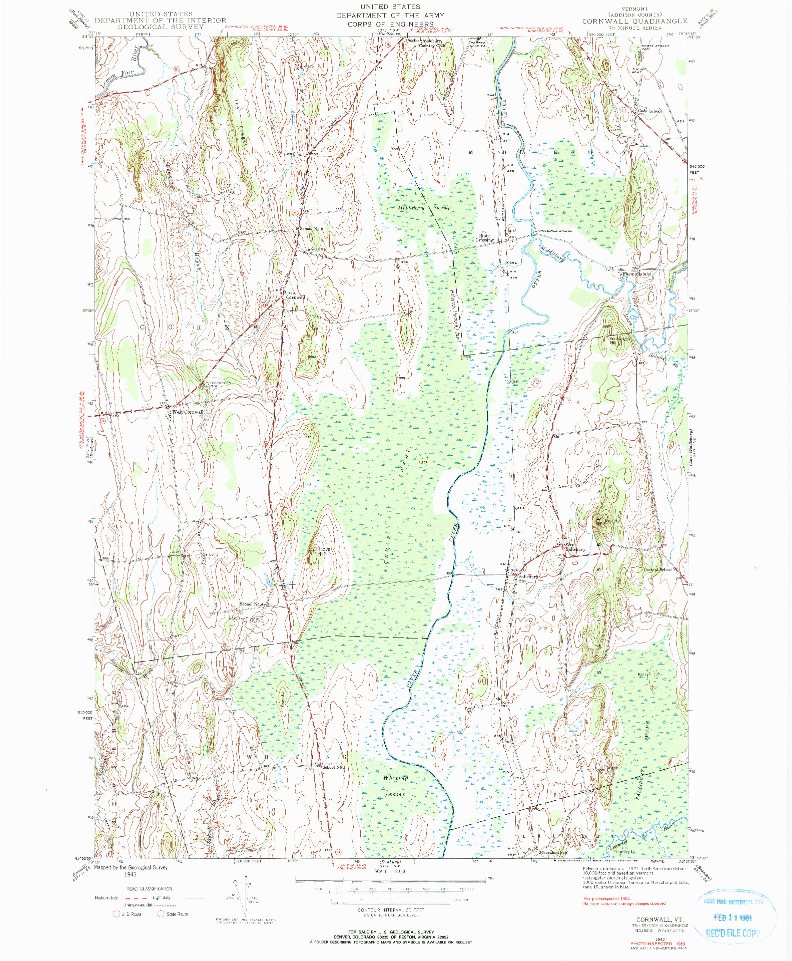 USGS 1:24000-SCALE QUADRANGLE FOR CORNWALL, VT 1983