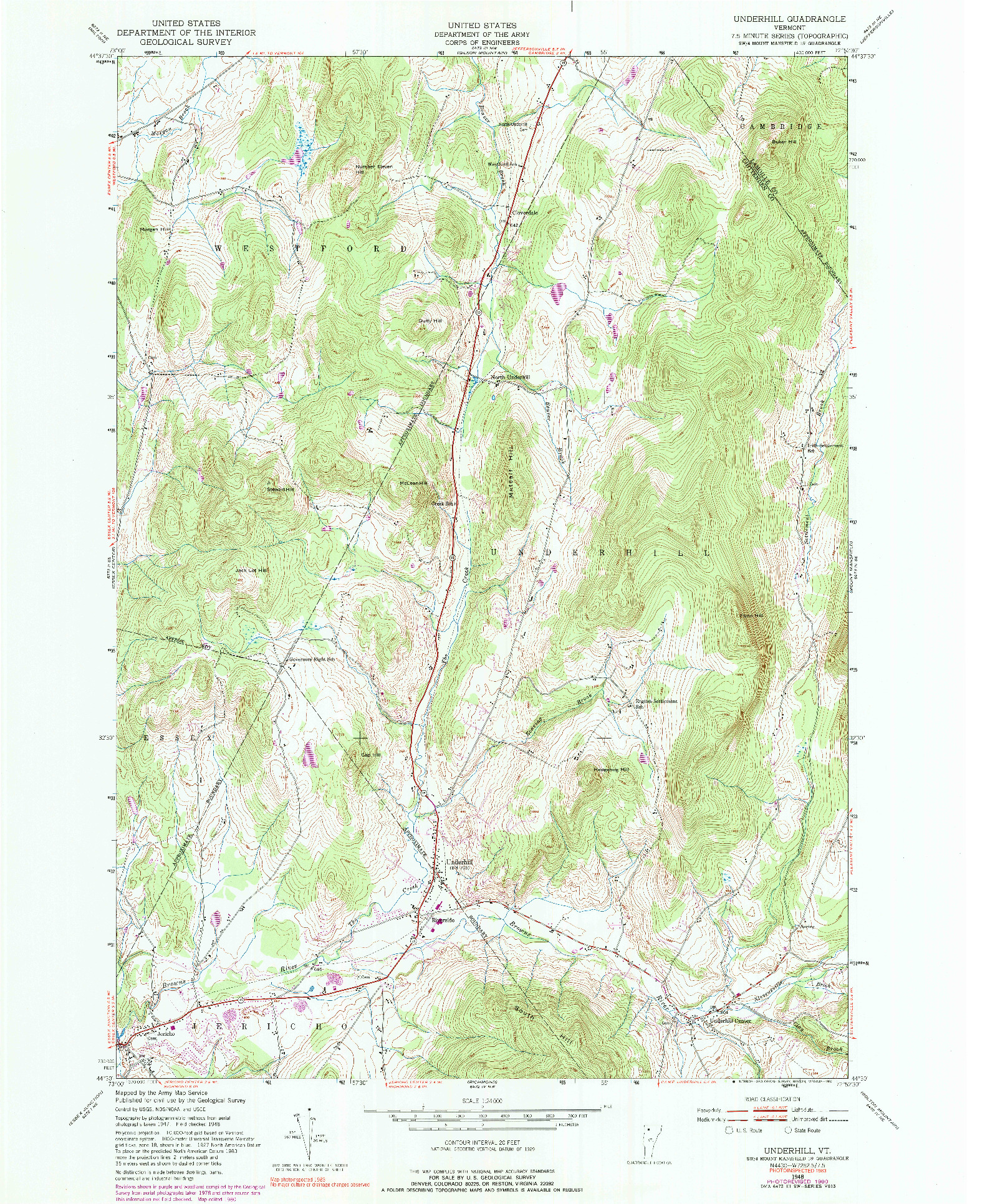 USGS 1:24000-SCALE QUADRANGLE FOR UNDERHILL, VT 1948