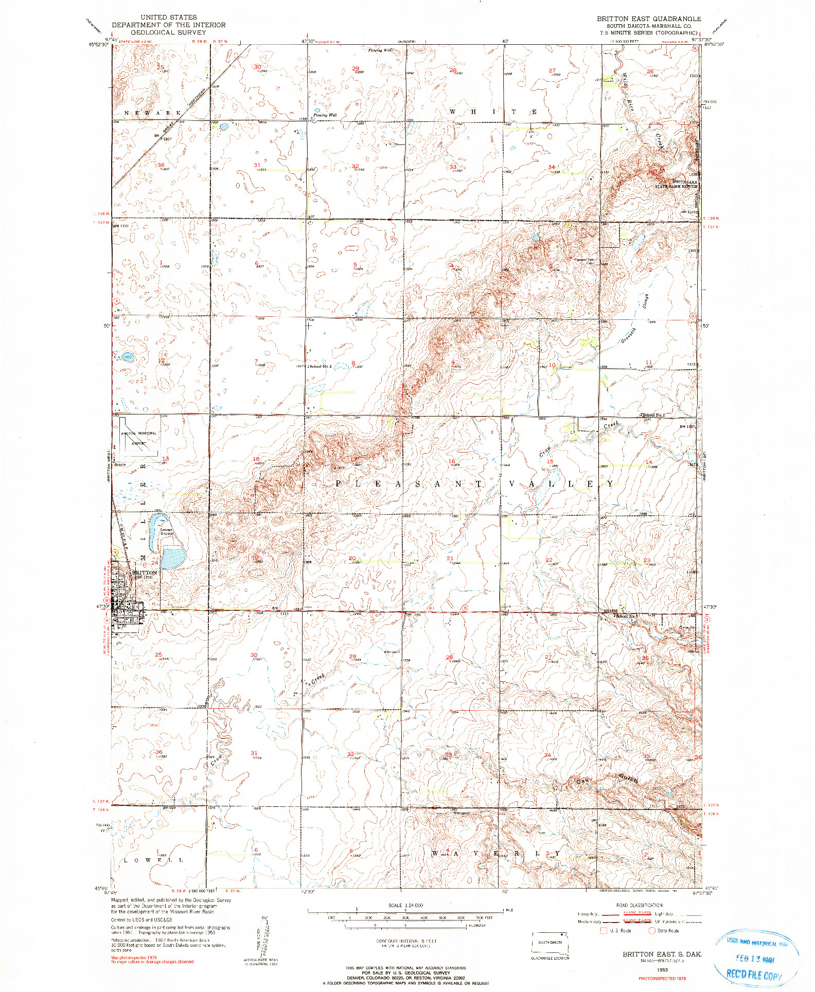 USGS 1:24000-SCALE QUADRANGLE FOR BRITTON EAST, SD 1953