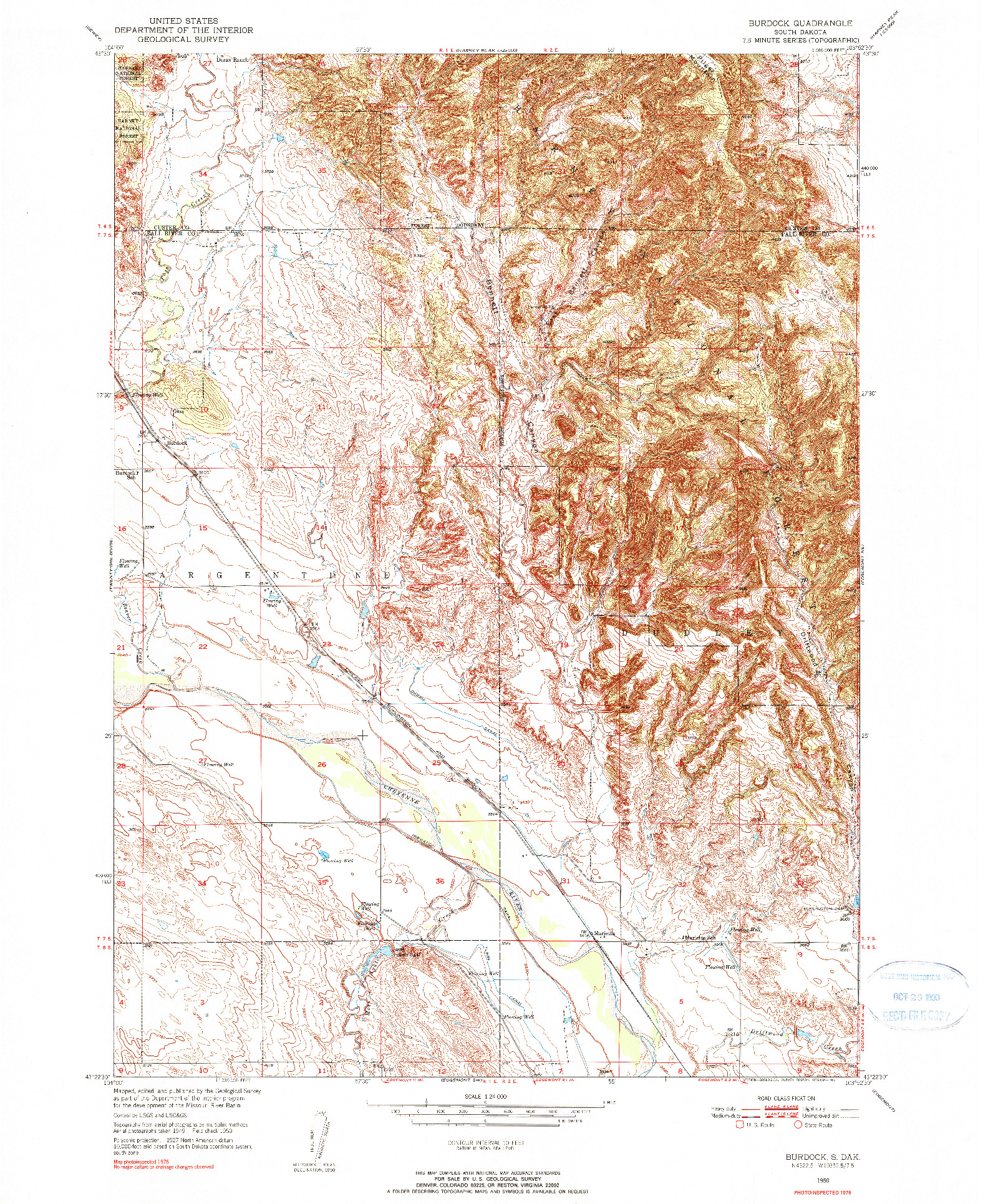USGS 1:24000-SCALE QUADRANGLE FOR BURDOCK, SD 1950