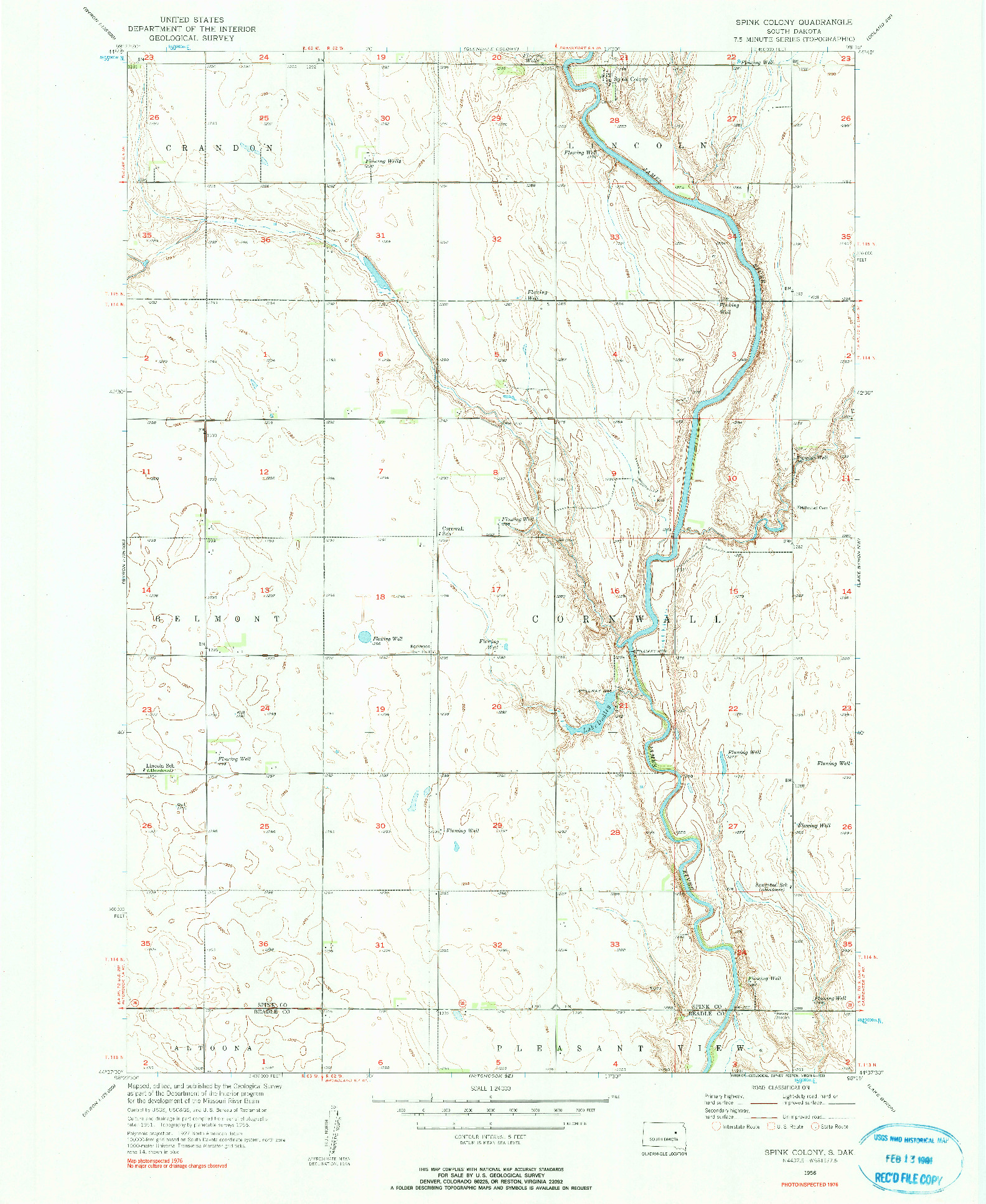 USGS 1:24000-SCALE QUADRANGLE FOR SPINK COLONY, SD 1956
