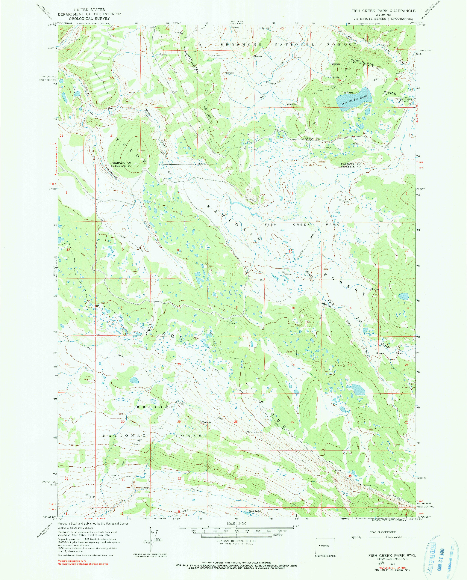 USGS 1:24000-SCALE QUADRANGLE FOR FISH CREEK PARK, WY 1967